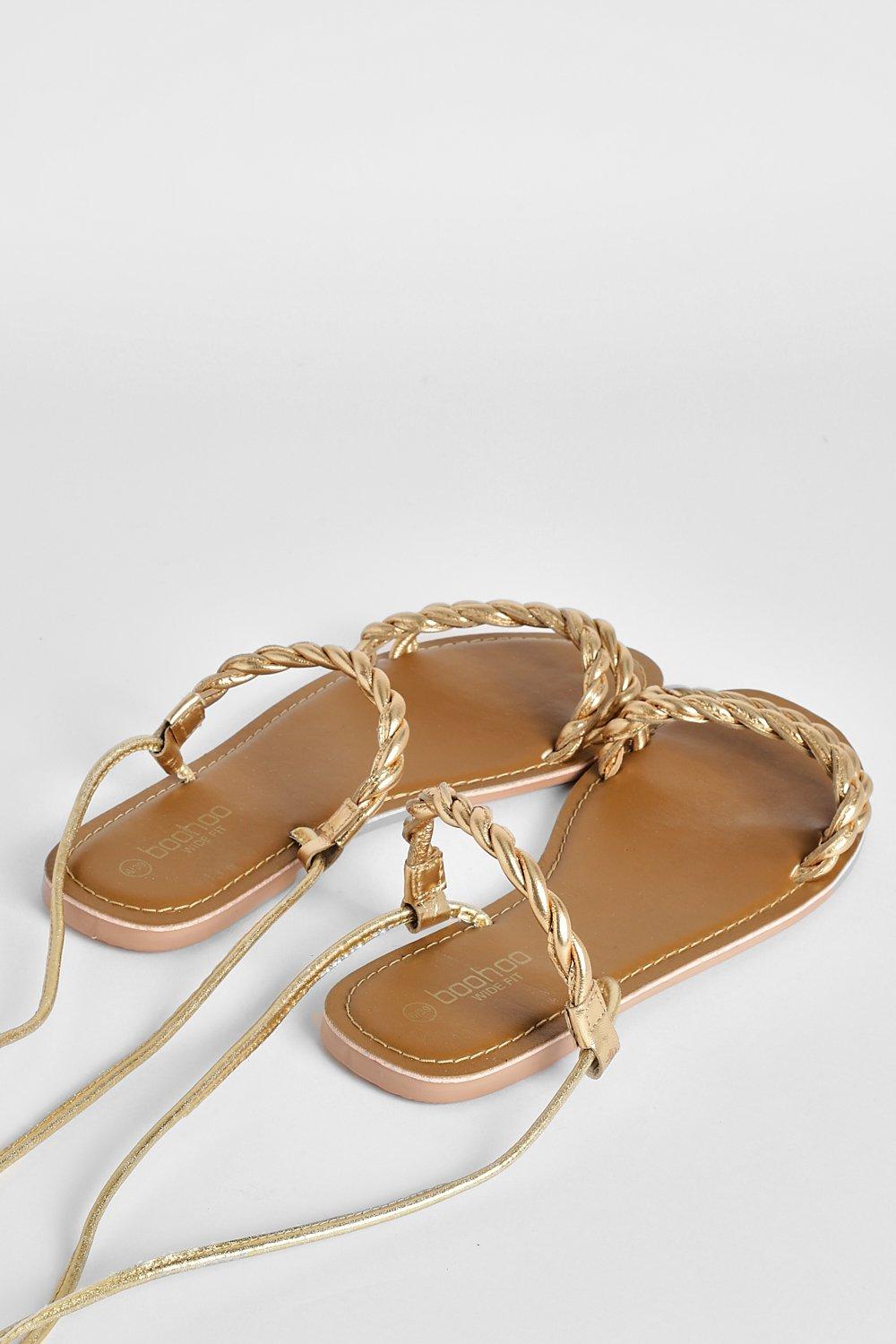 Glaritis Strappy Bronze Wide Fit Ankle Strap Sandals