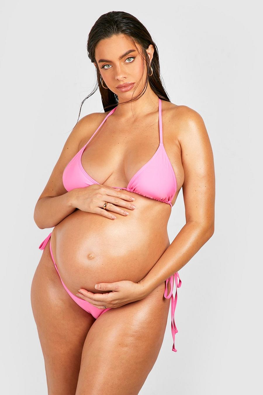 Pink Maternity Tie Side Bikini image number 1