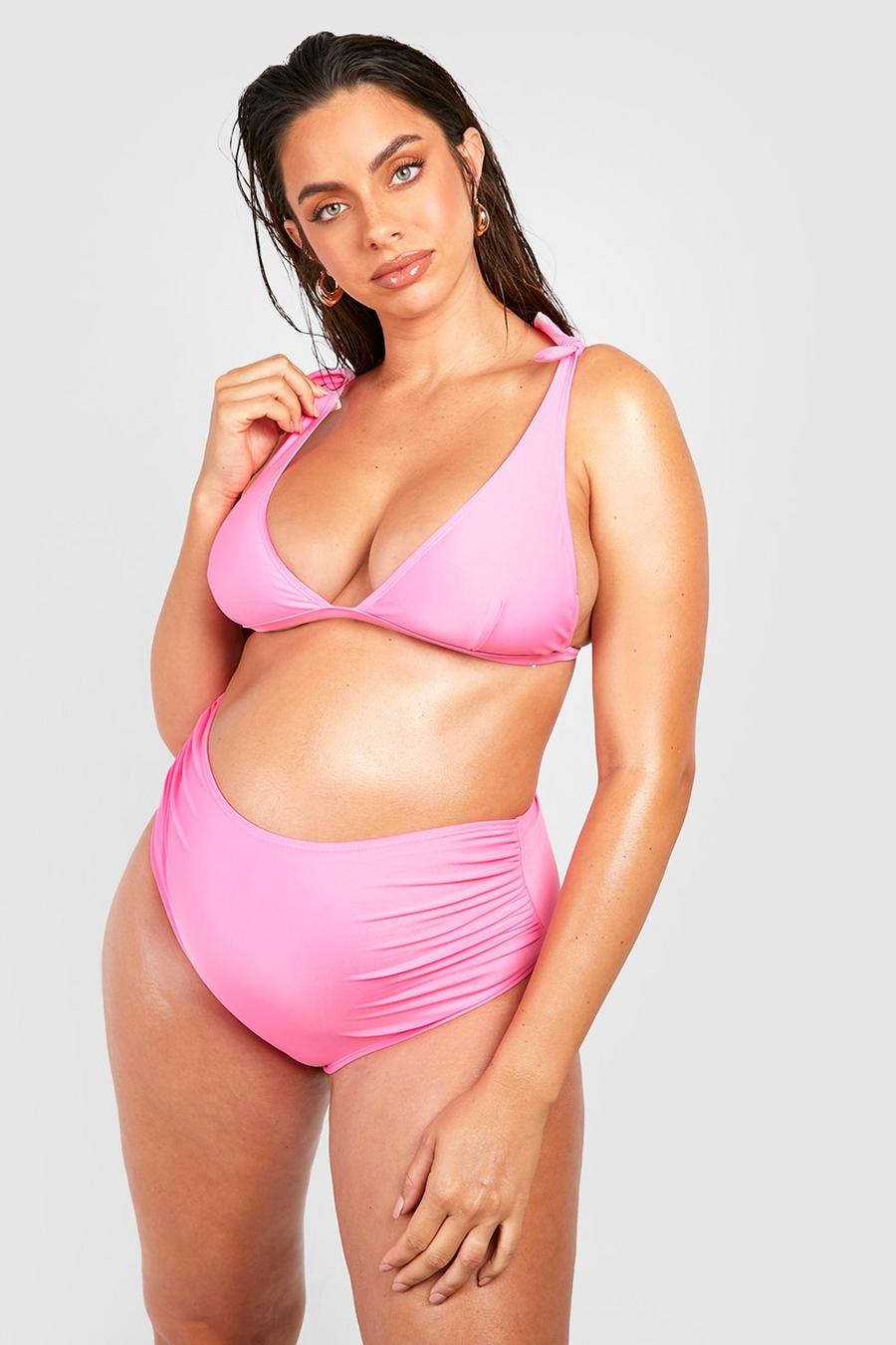 Hot pink Maternity Tie Shoulder Bikini