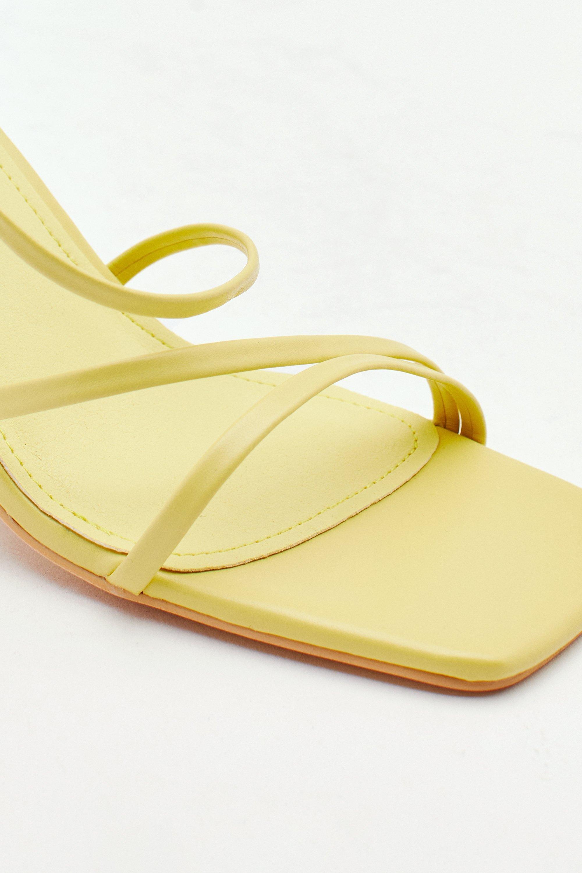 Pu Midi Block Heel Flat Strappy Heels boohoo DK