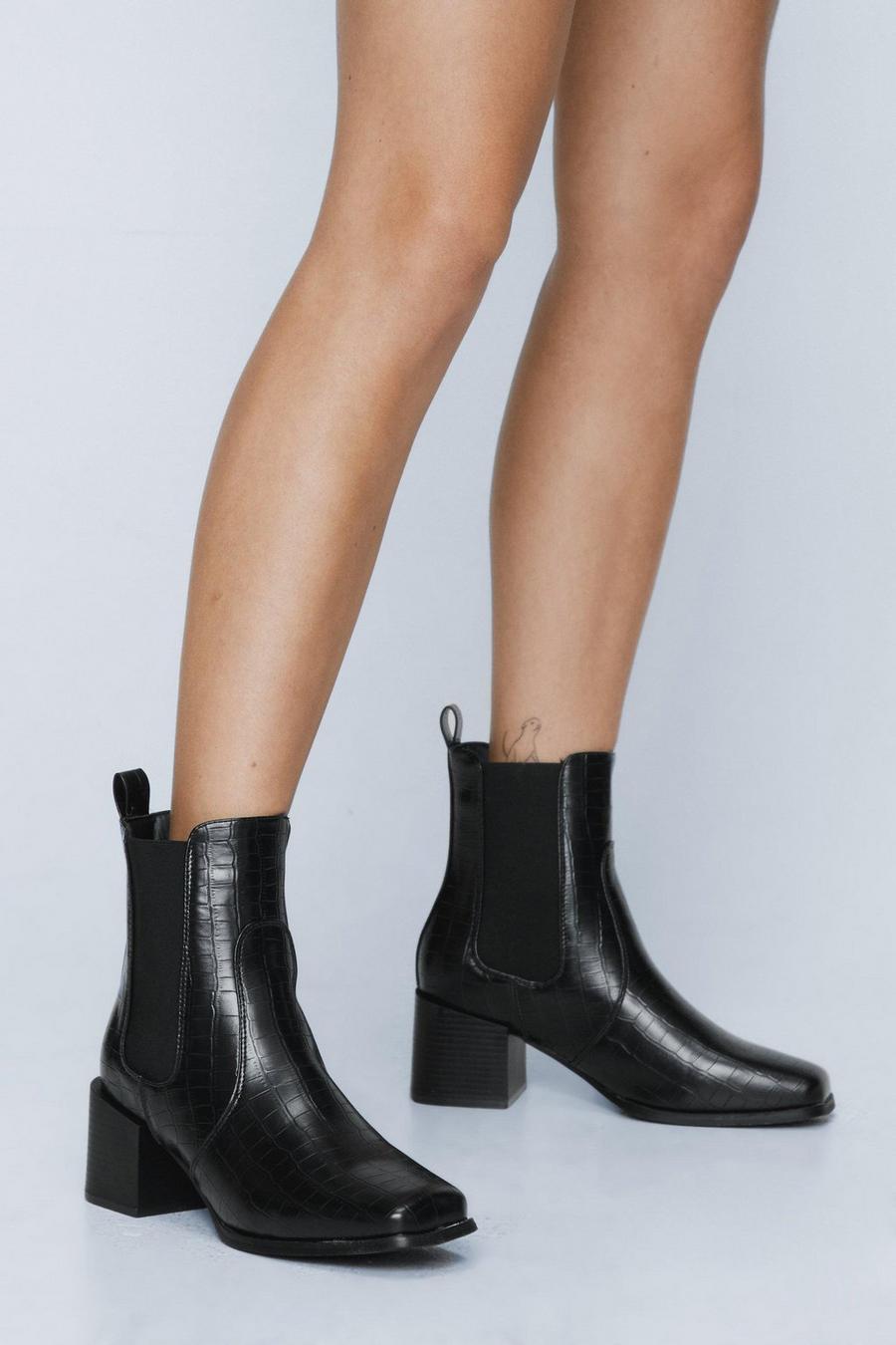 Croc-star Treatment Heeled Ankle Boots image number 1