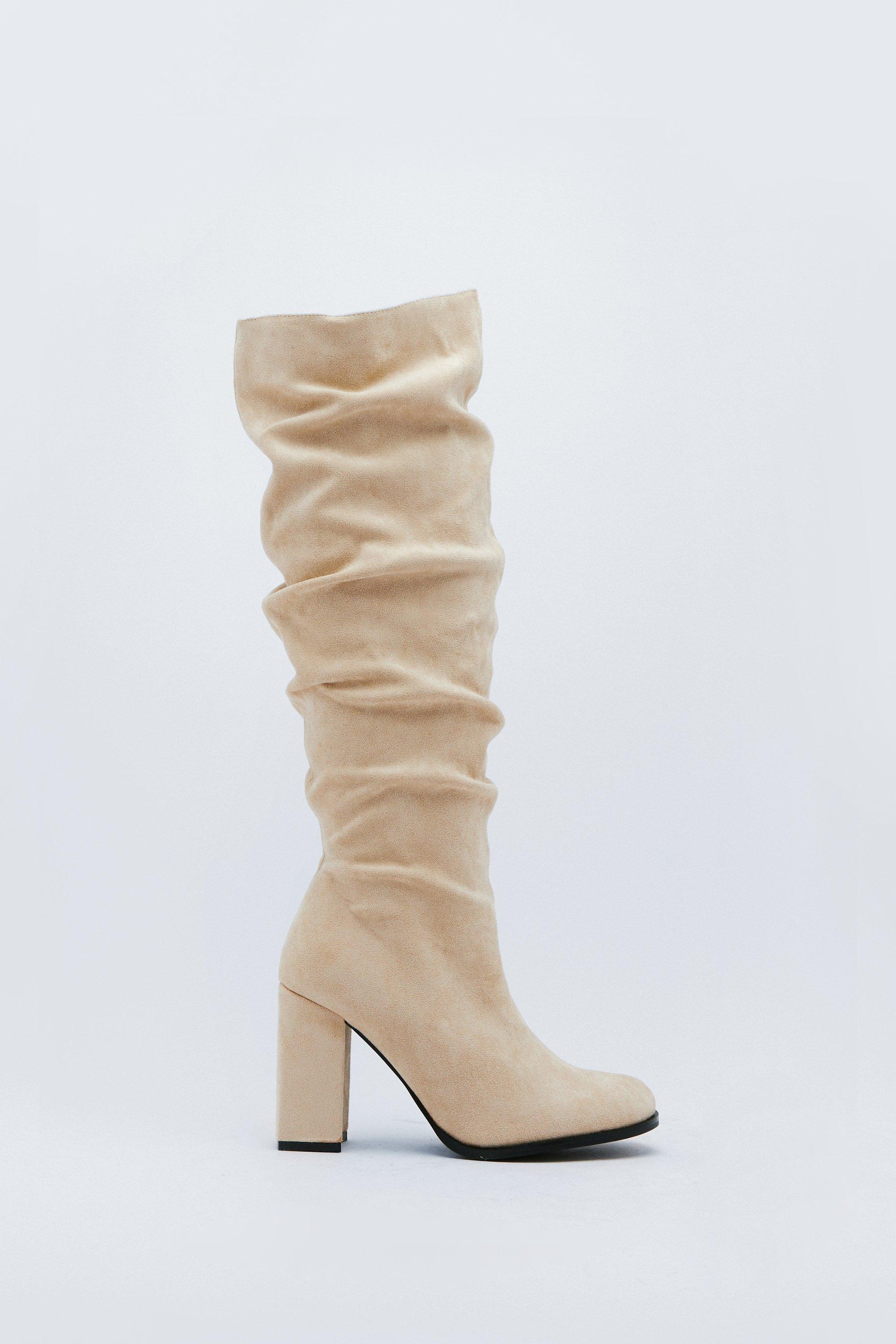 light tan suede knee high boots