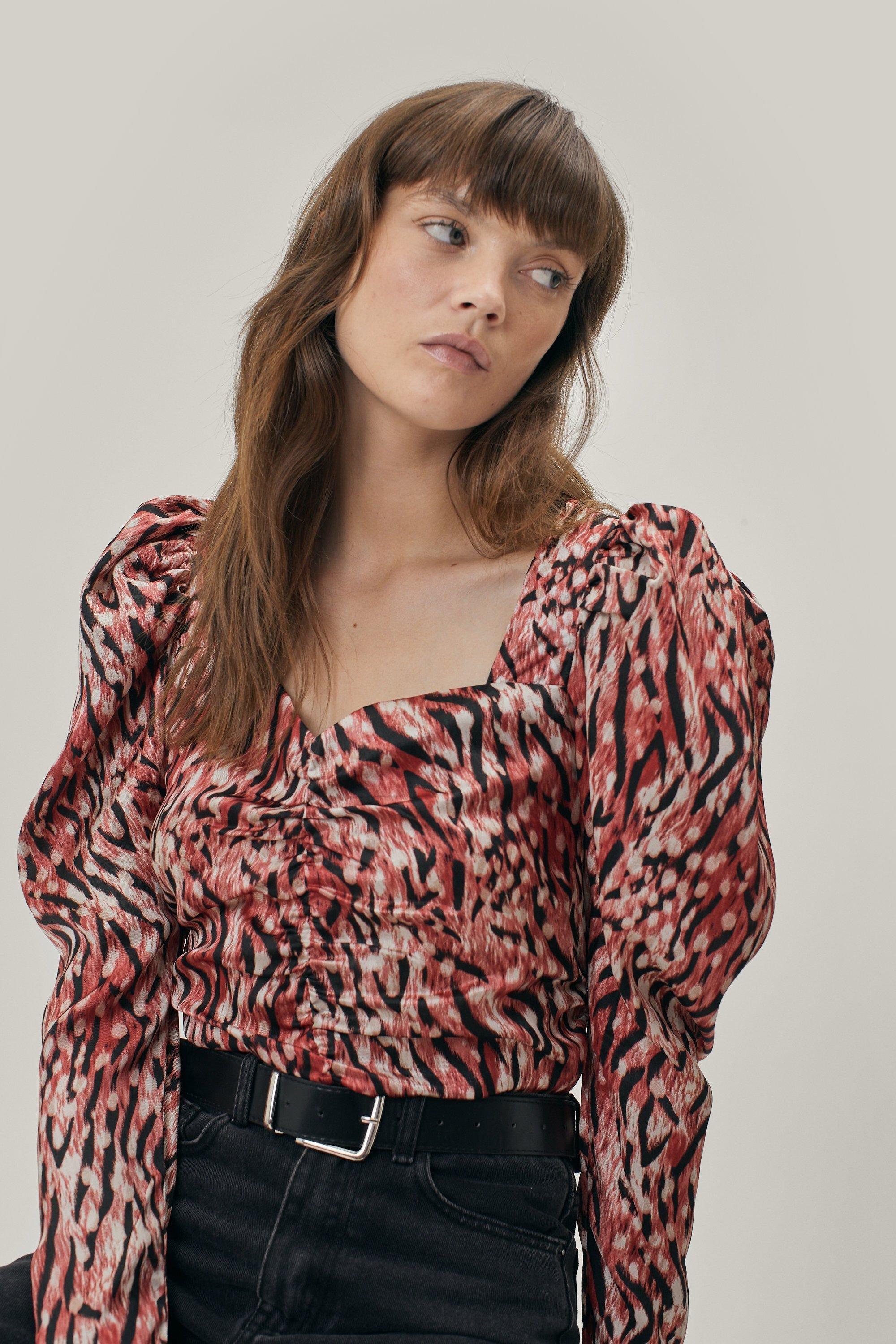 Red Leopard Lace-Up store Prairie Blouse