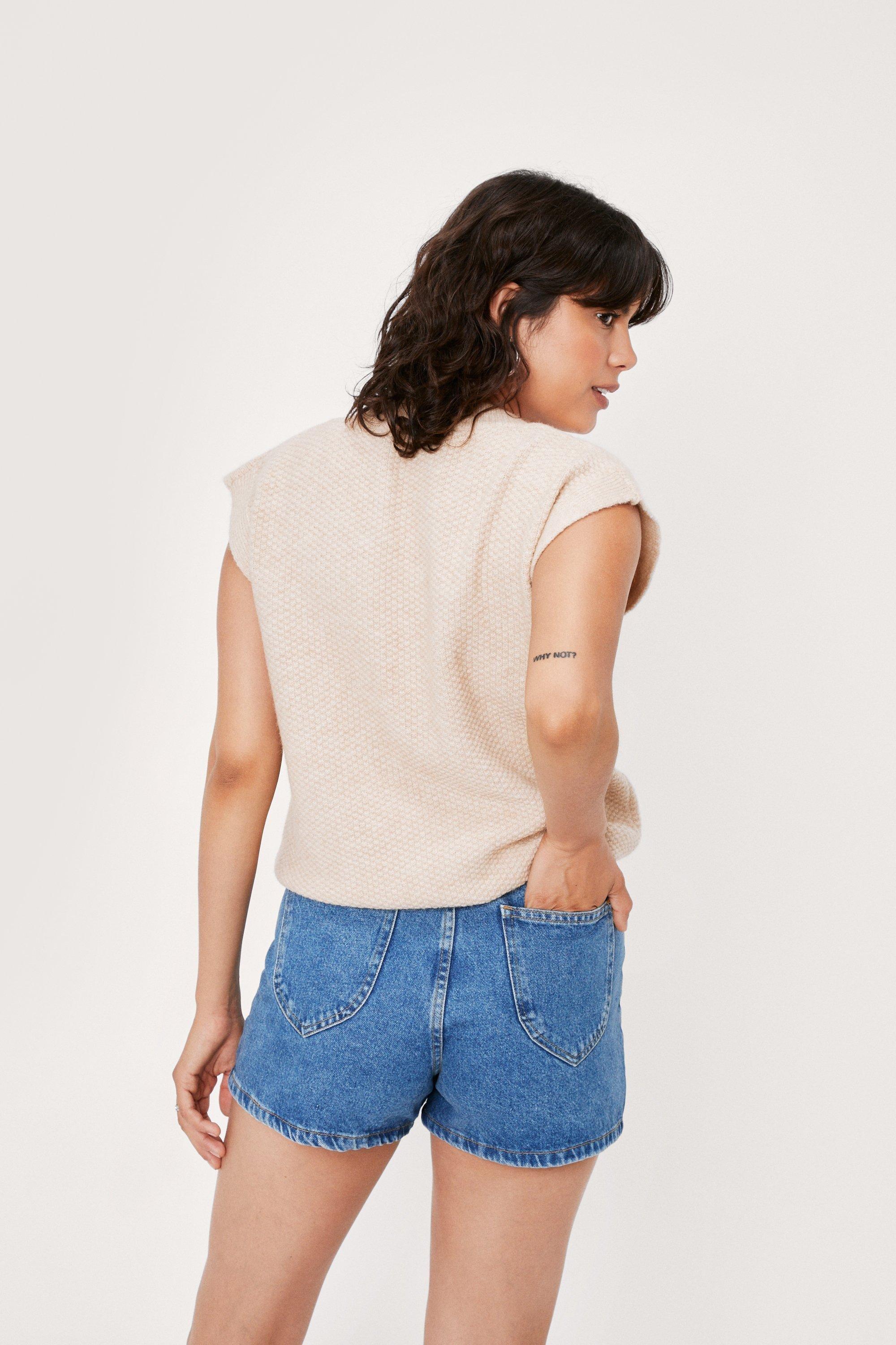 Organic Denim High Waisted Mom Shorts