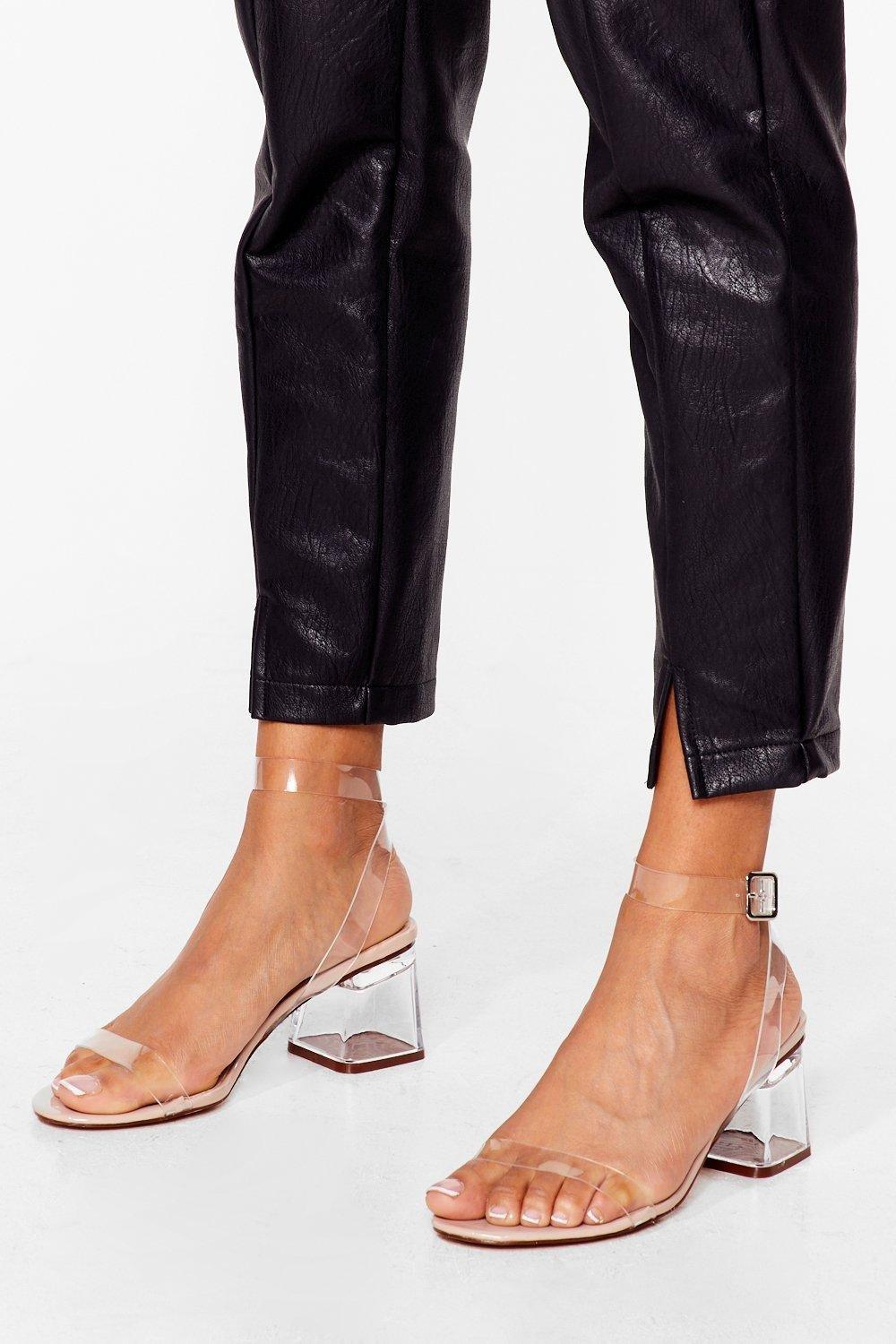 Mid heel perspex sandals hotsell