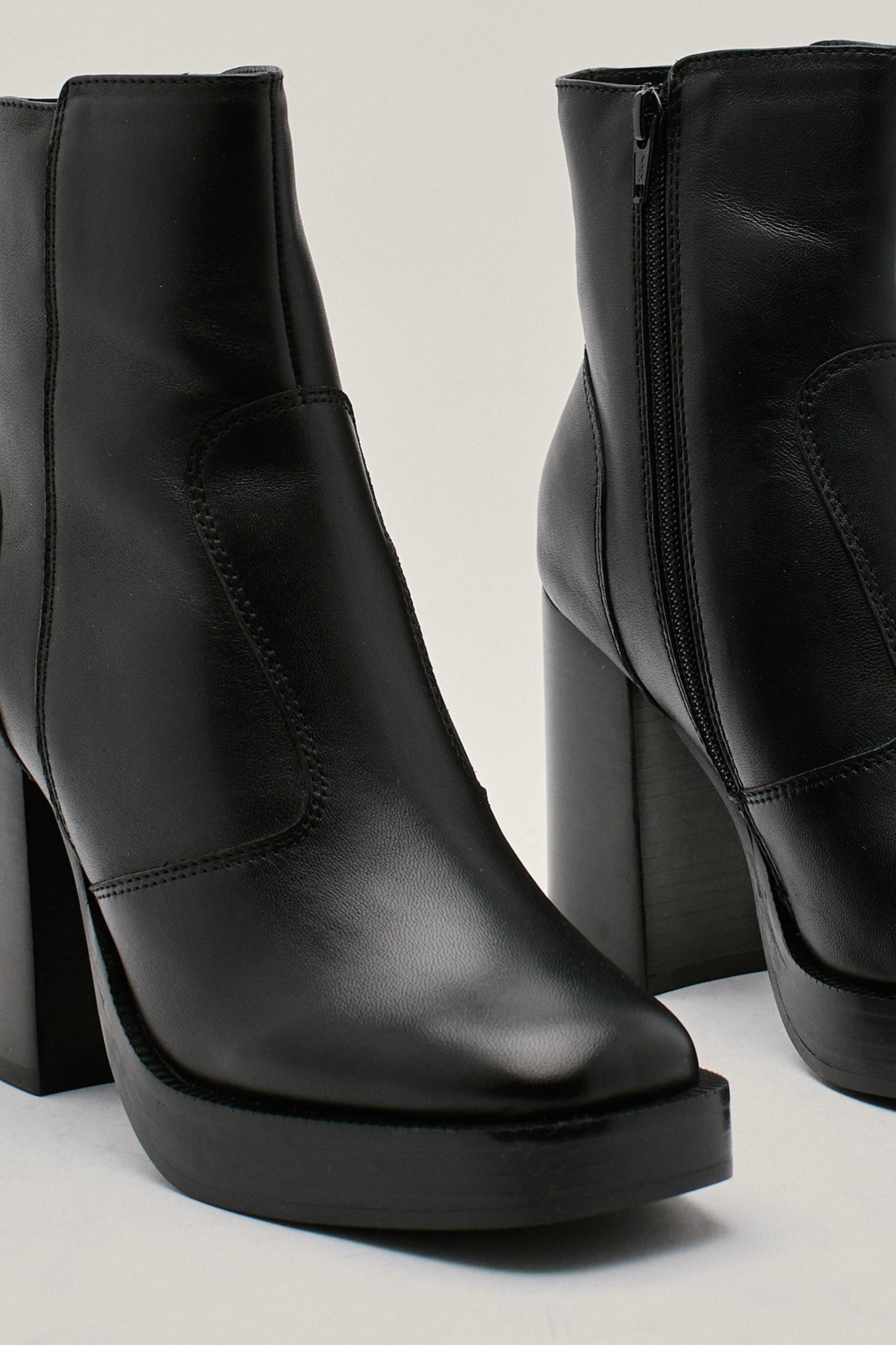 Real leather platform sales boots