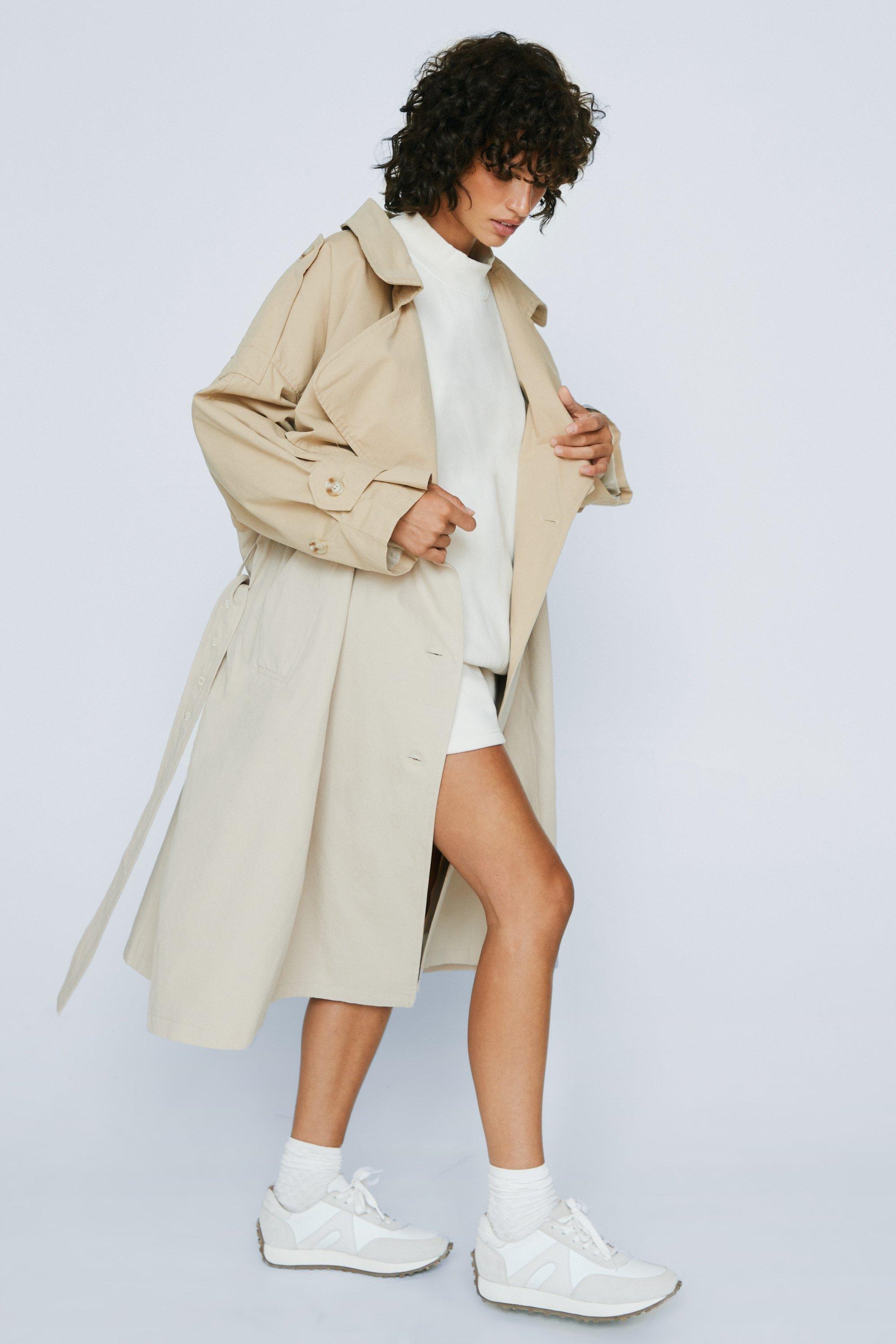 Petite Two Tone Oversized Trench Coat boohoo IE