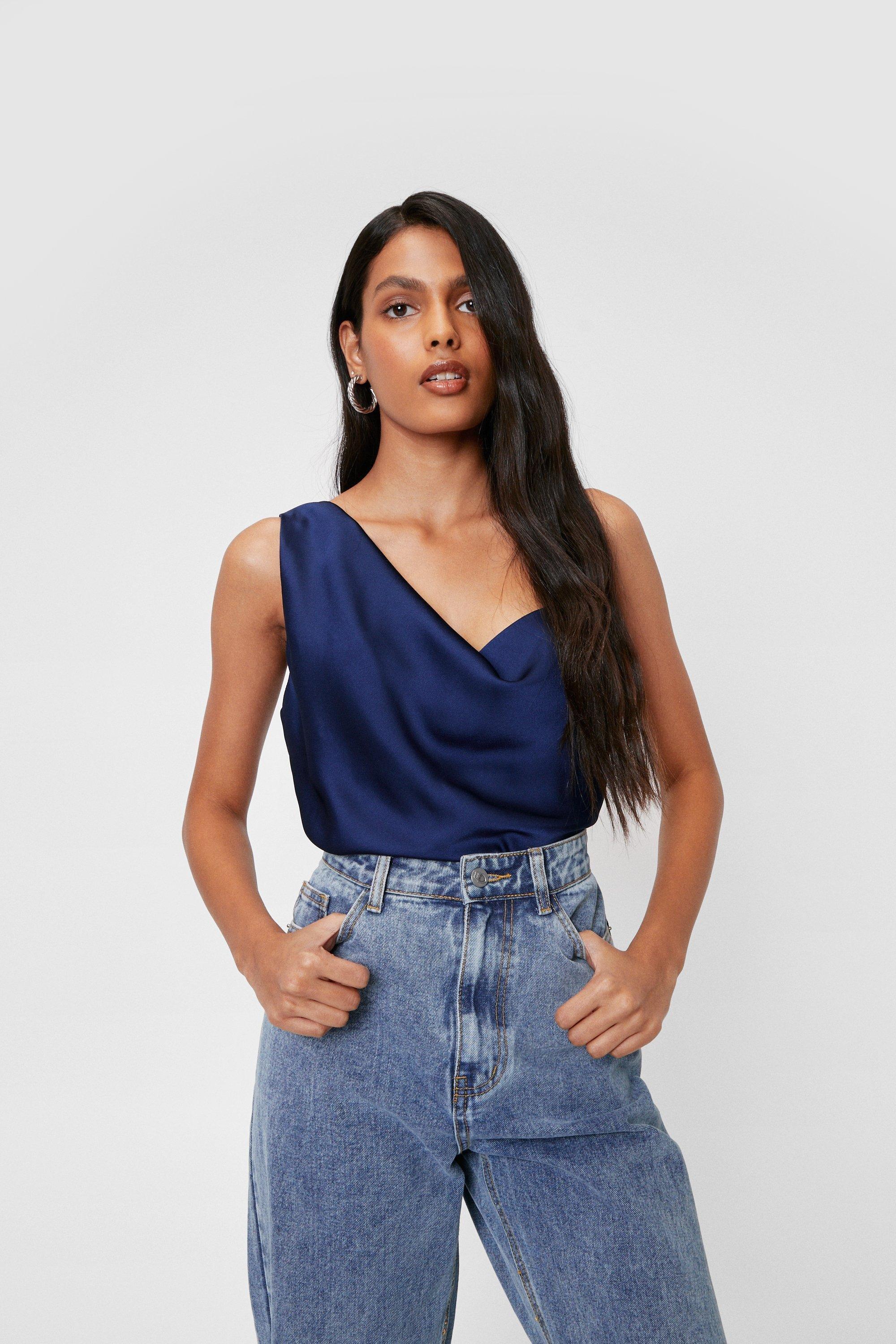 Navy satin hot sale cami top