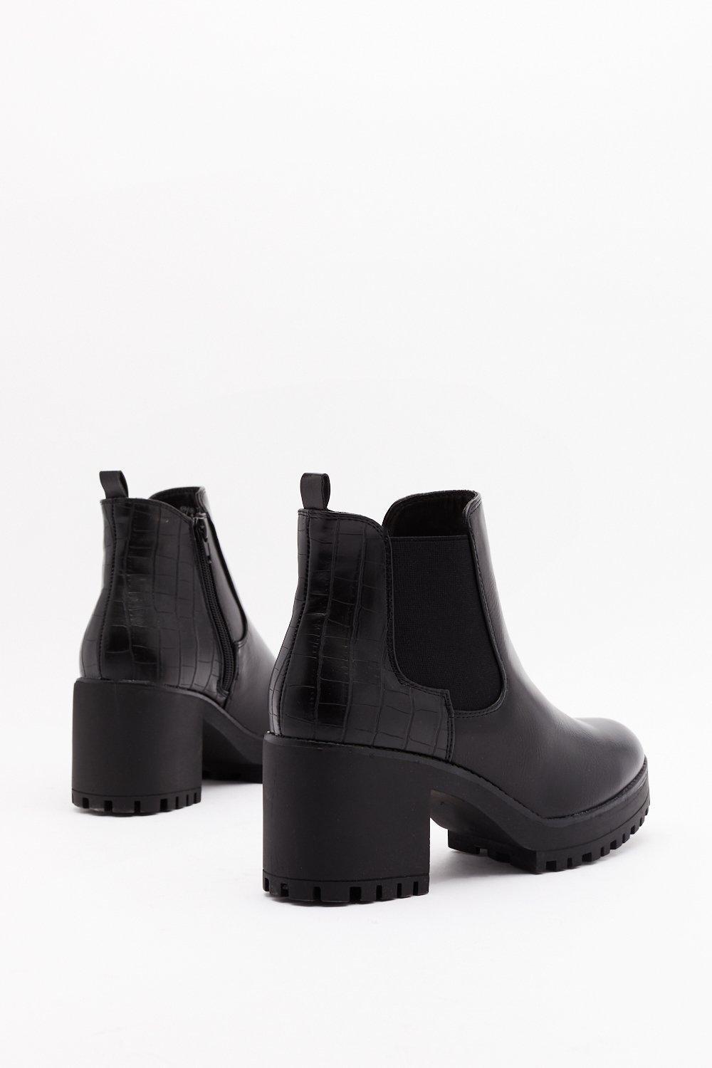 Faux croc discount leather chelsea boots