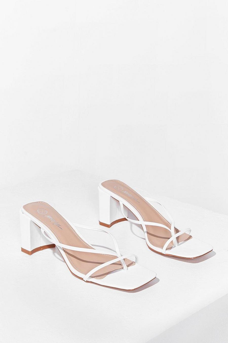 White Mule Be Back Strappy Block Heeled Mules