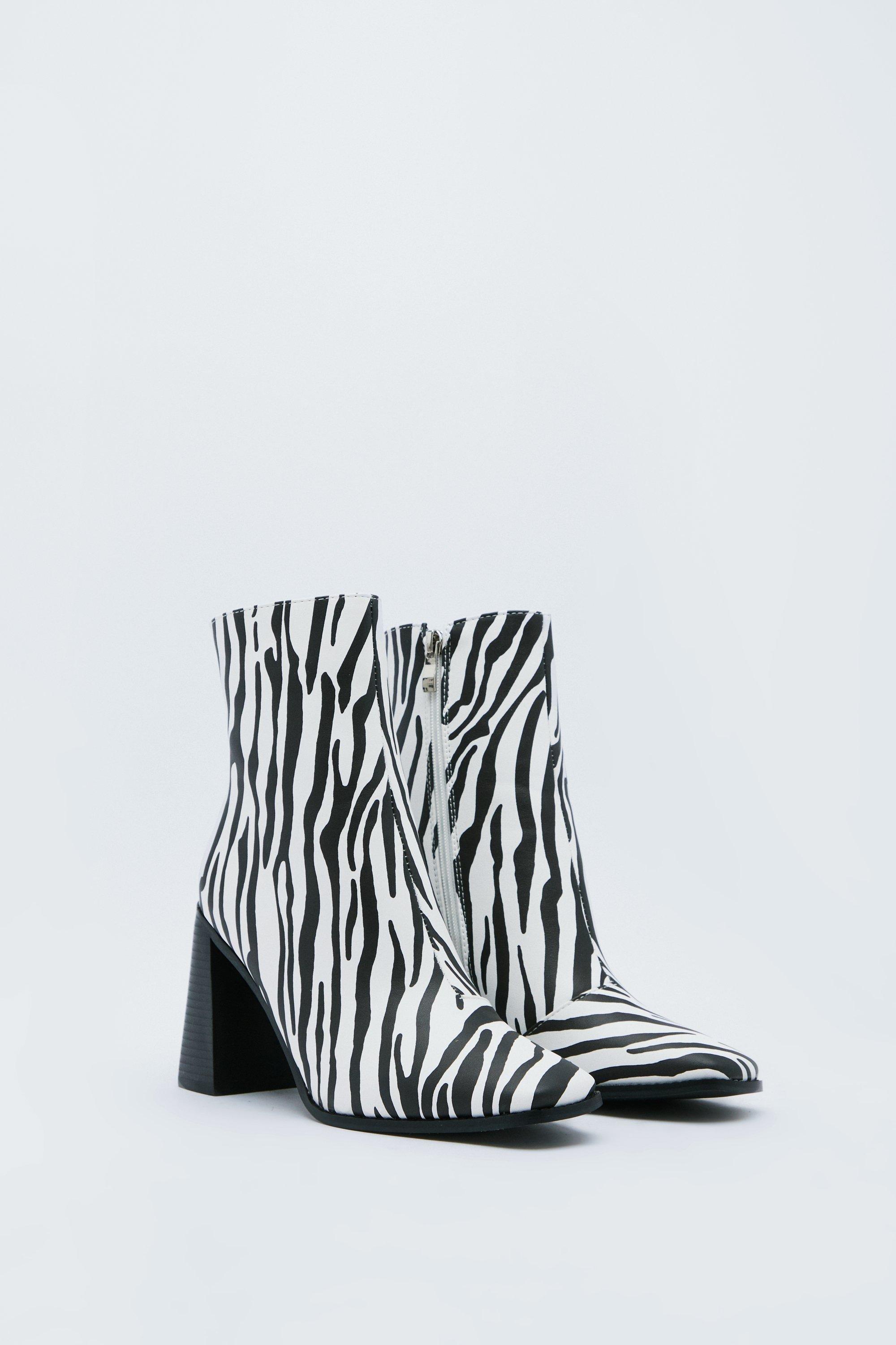 Andes te veel kas Zebra Print Ankle Boots | boohoo