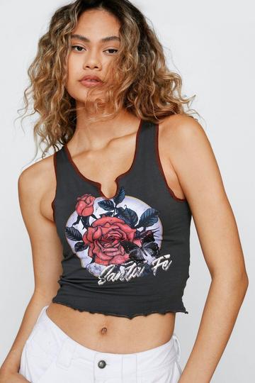 Santa Fe Rose Graphic Crop Top black