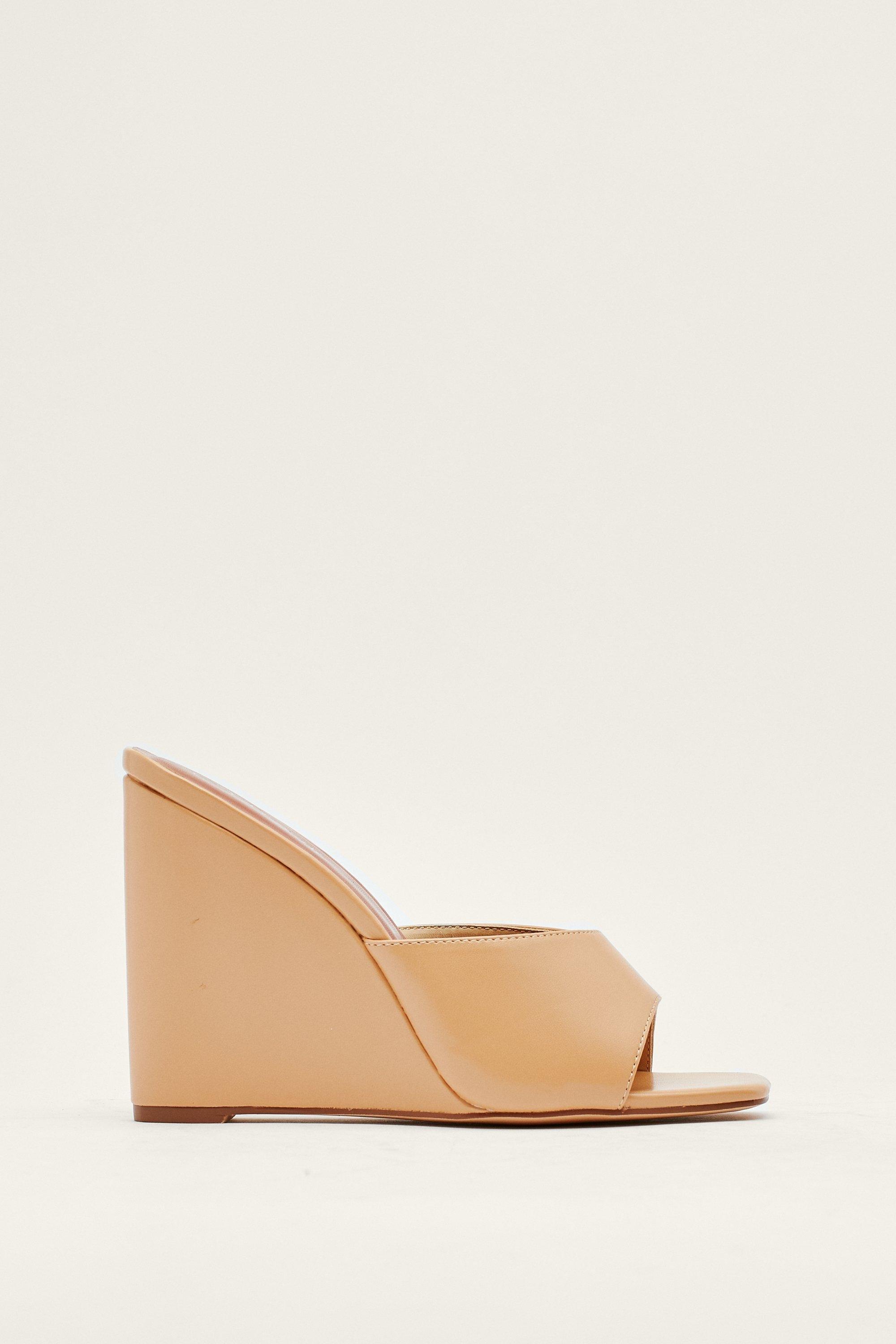 Faux leather outlet wedges