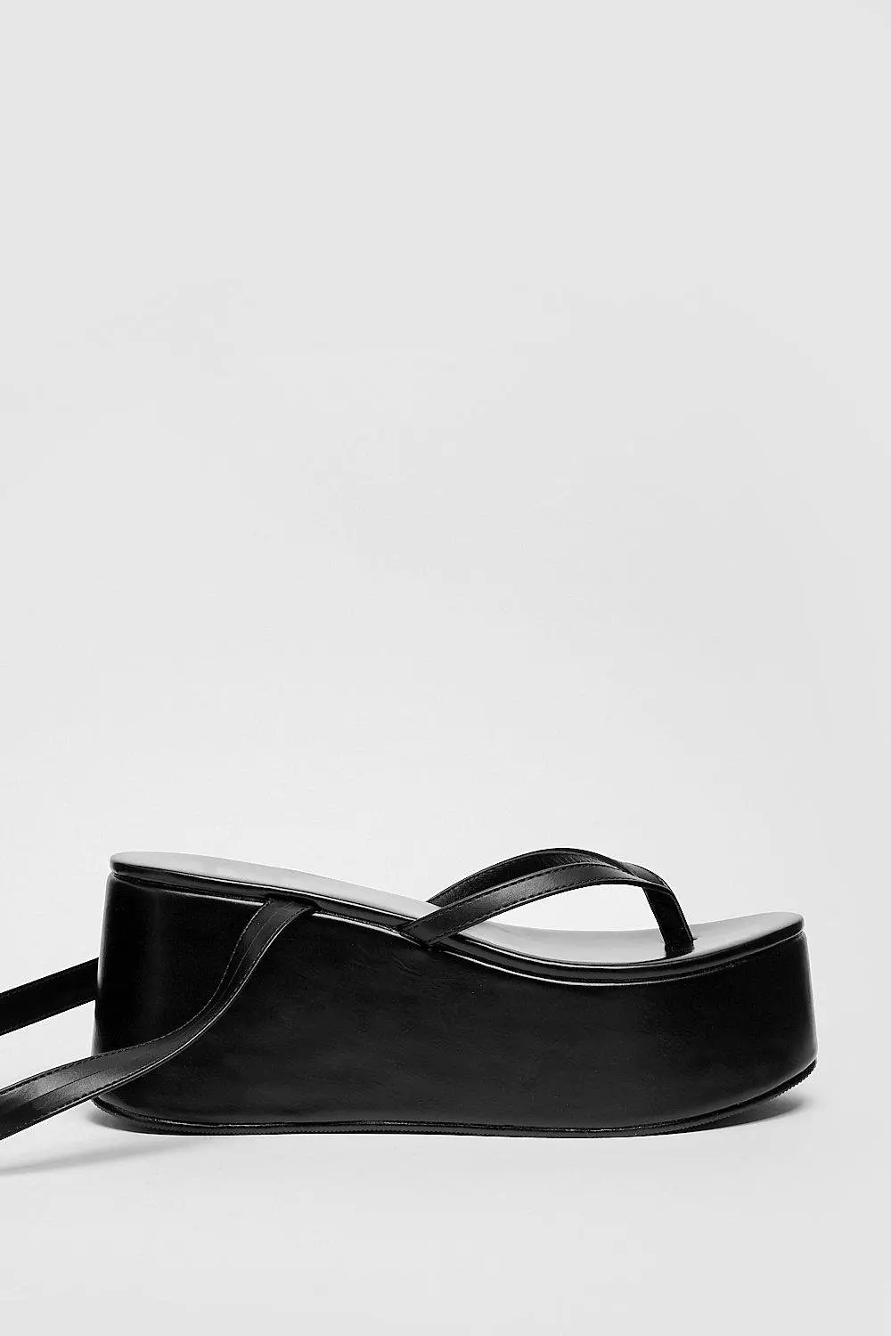 Faux Leather Toe Thong Tie Platform Sandals