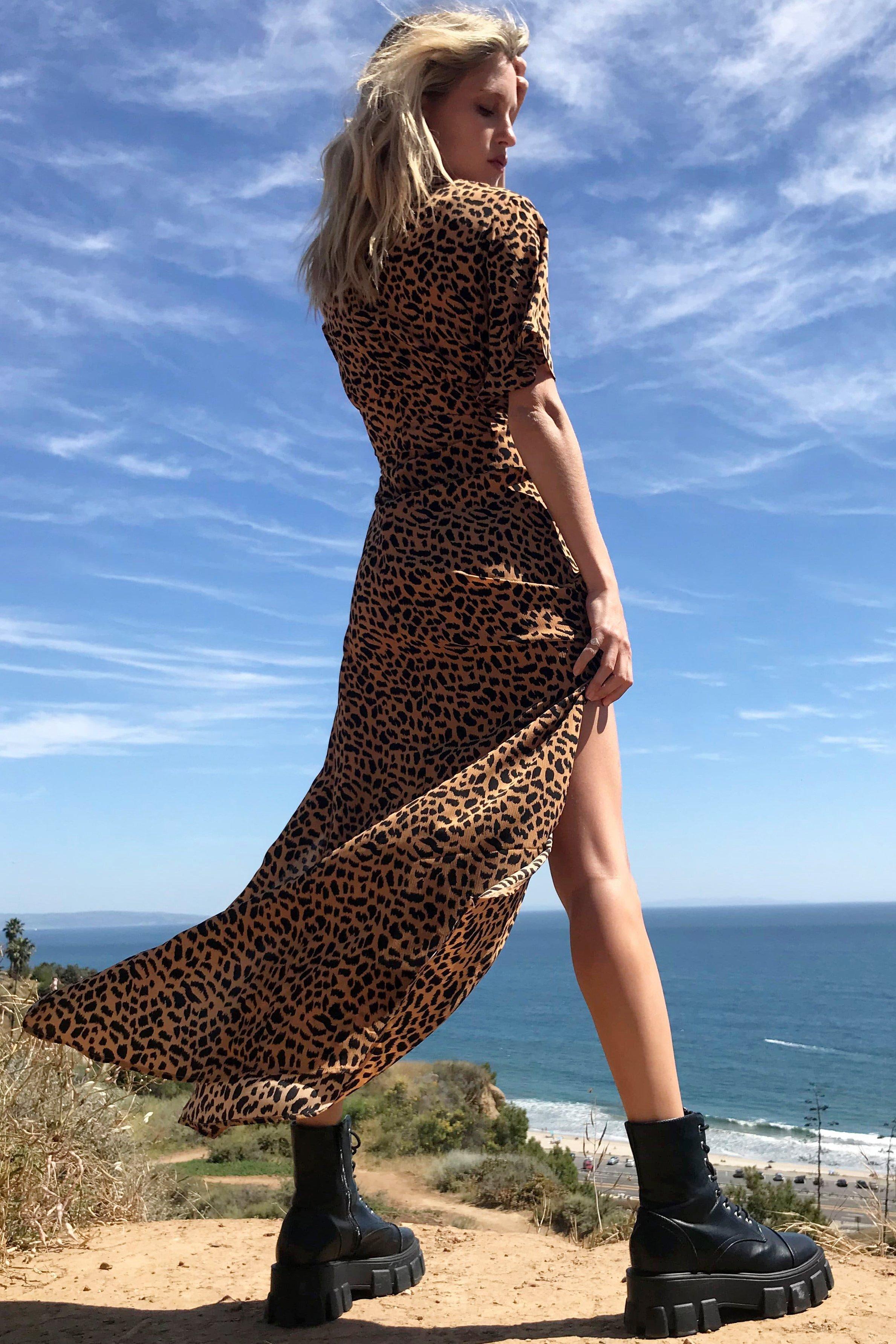 I Want Slit All Leopard Print Maxi Dress boohoo NZ