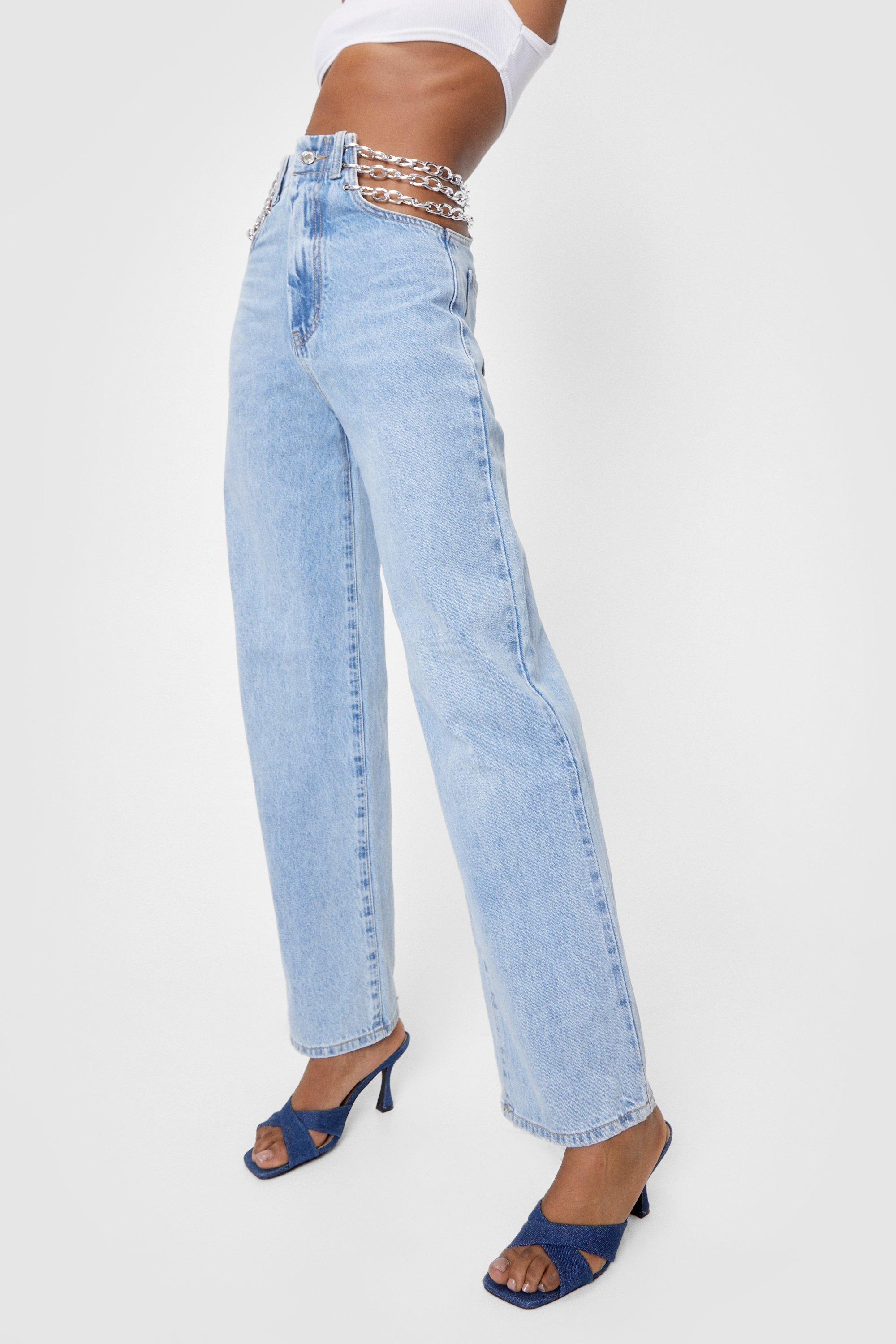 Jeans with best sale chain detail