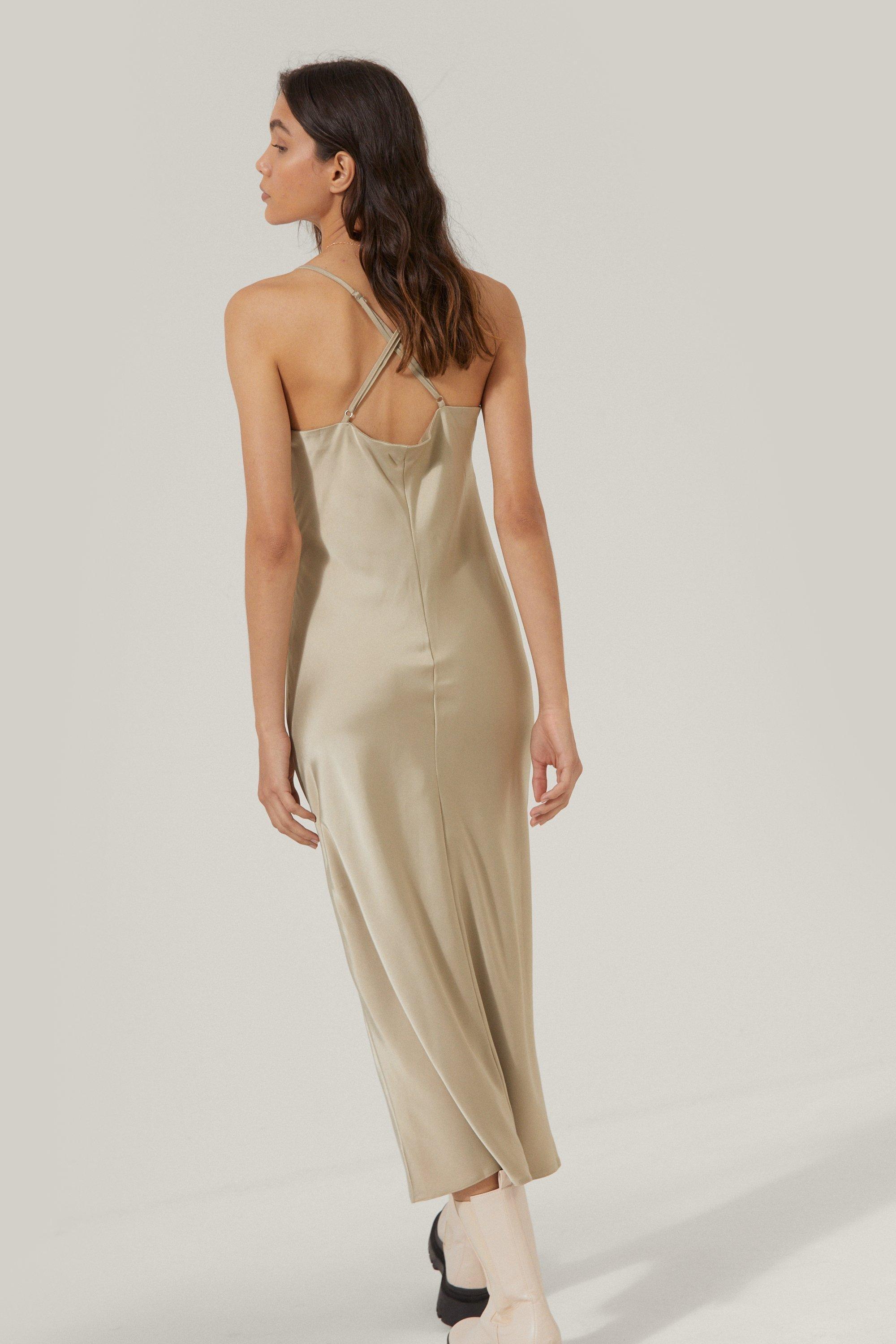 Midi slip dress satin sale