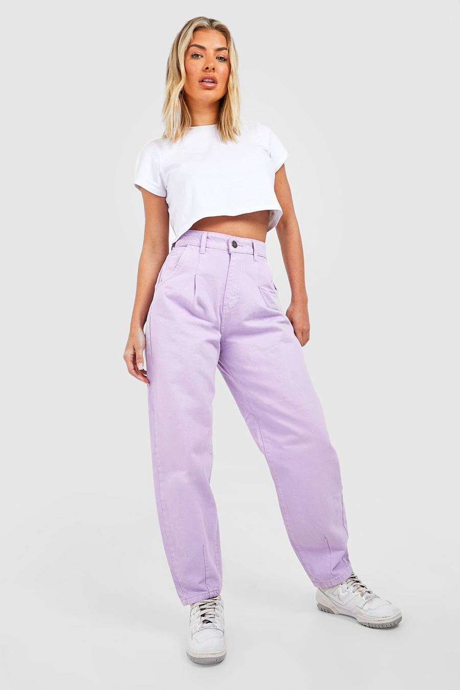 Lilac purple Organic Denim Tapered Leg Jeans