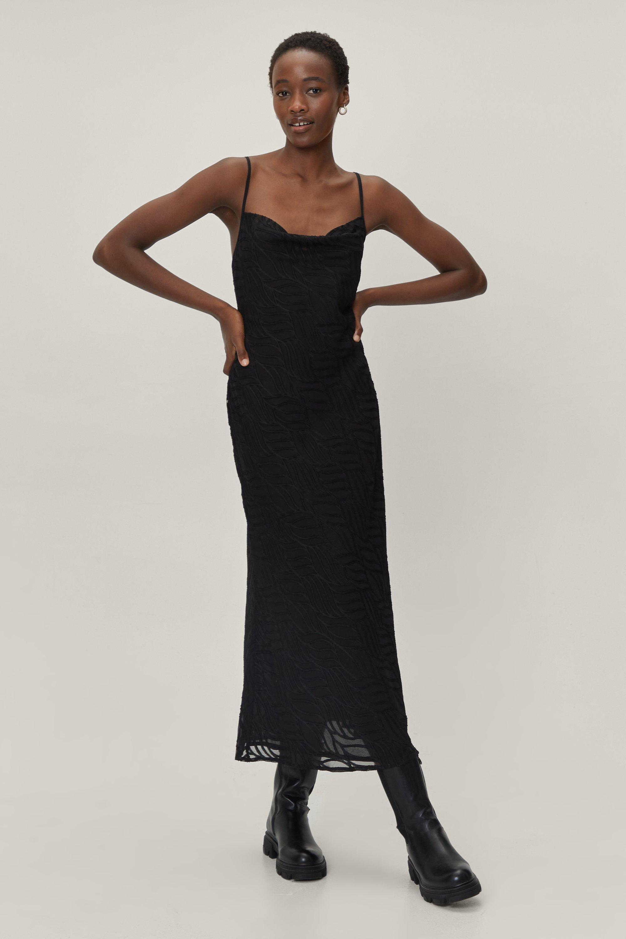 Cowl neck store slip dress maxi