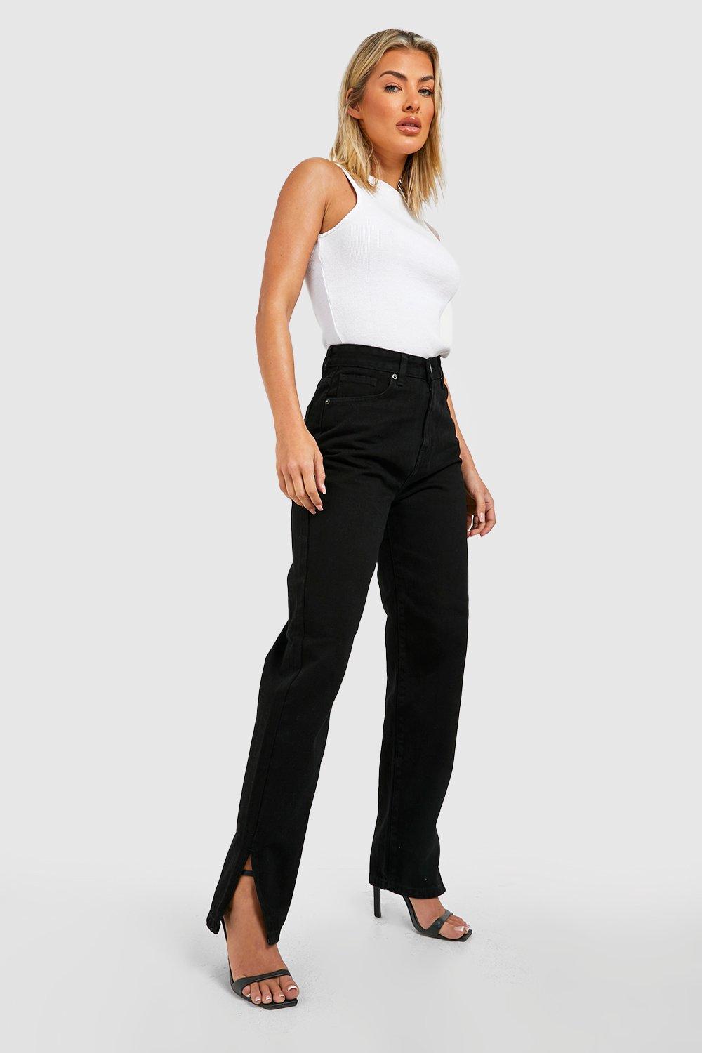 black womens straight leg jeans