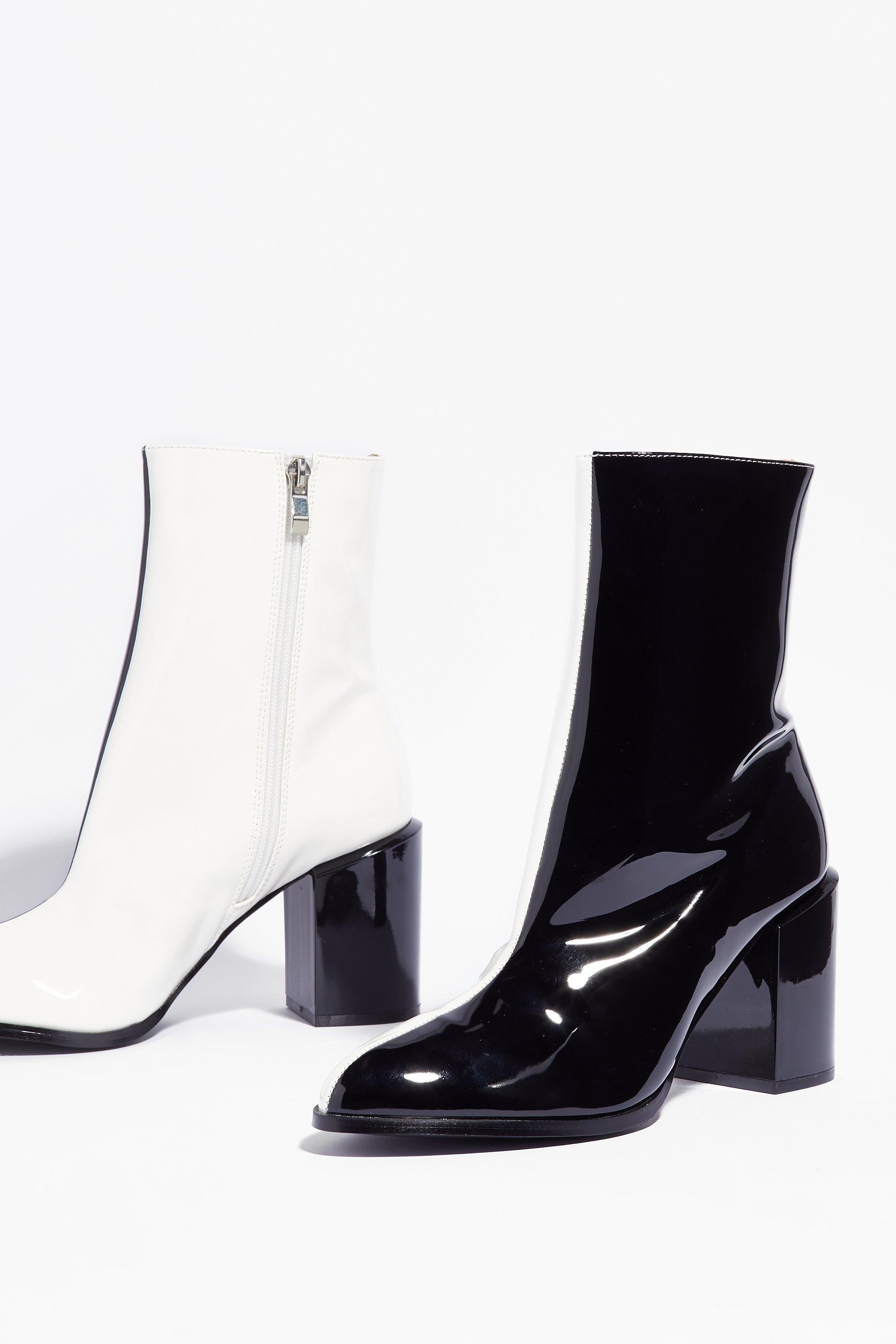 Two tone black shop and white boots