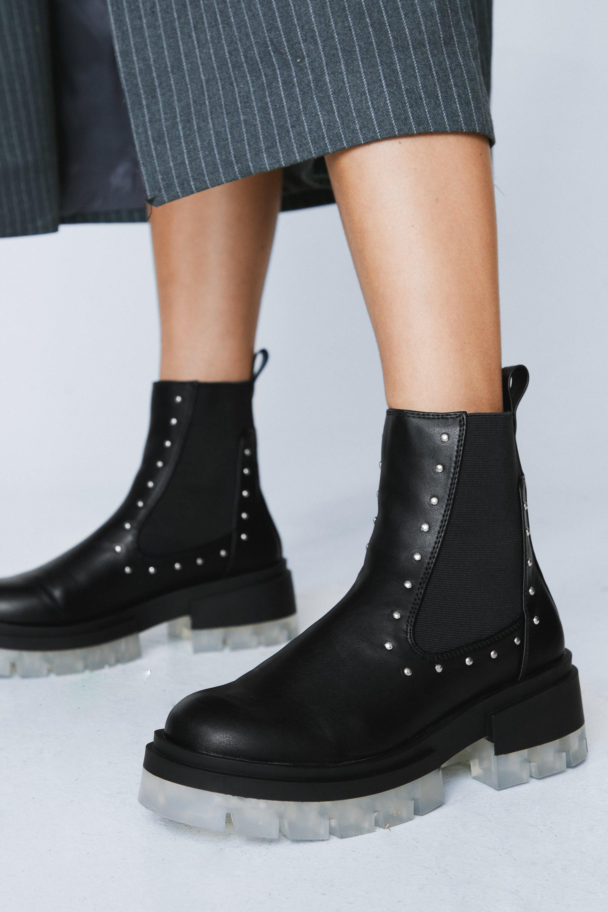 Studded chunky store chelsea boots