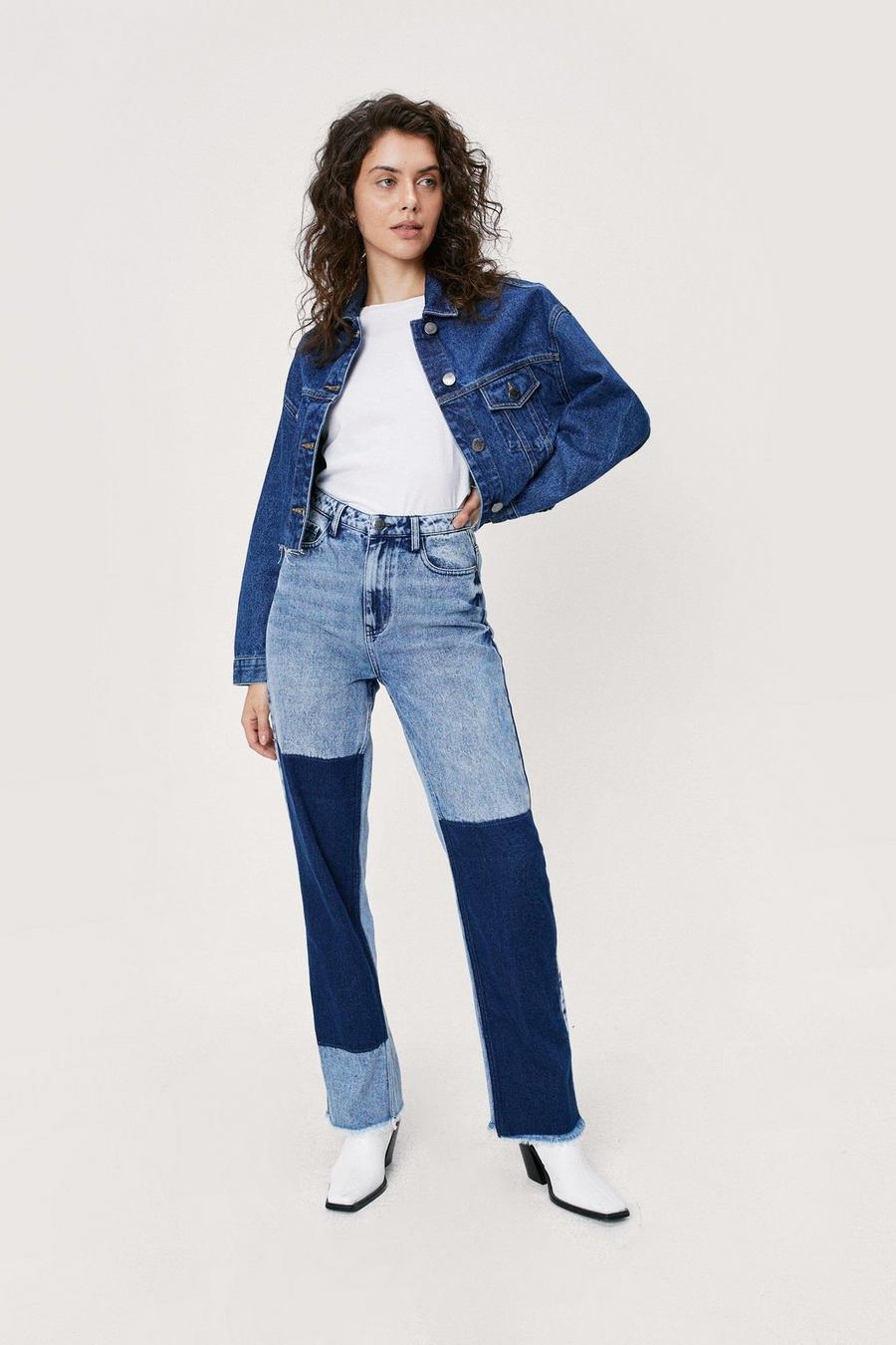 Patchwork Straight Leg Jeans image number 1