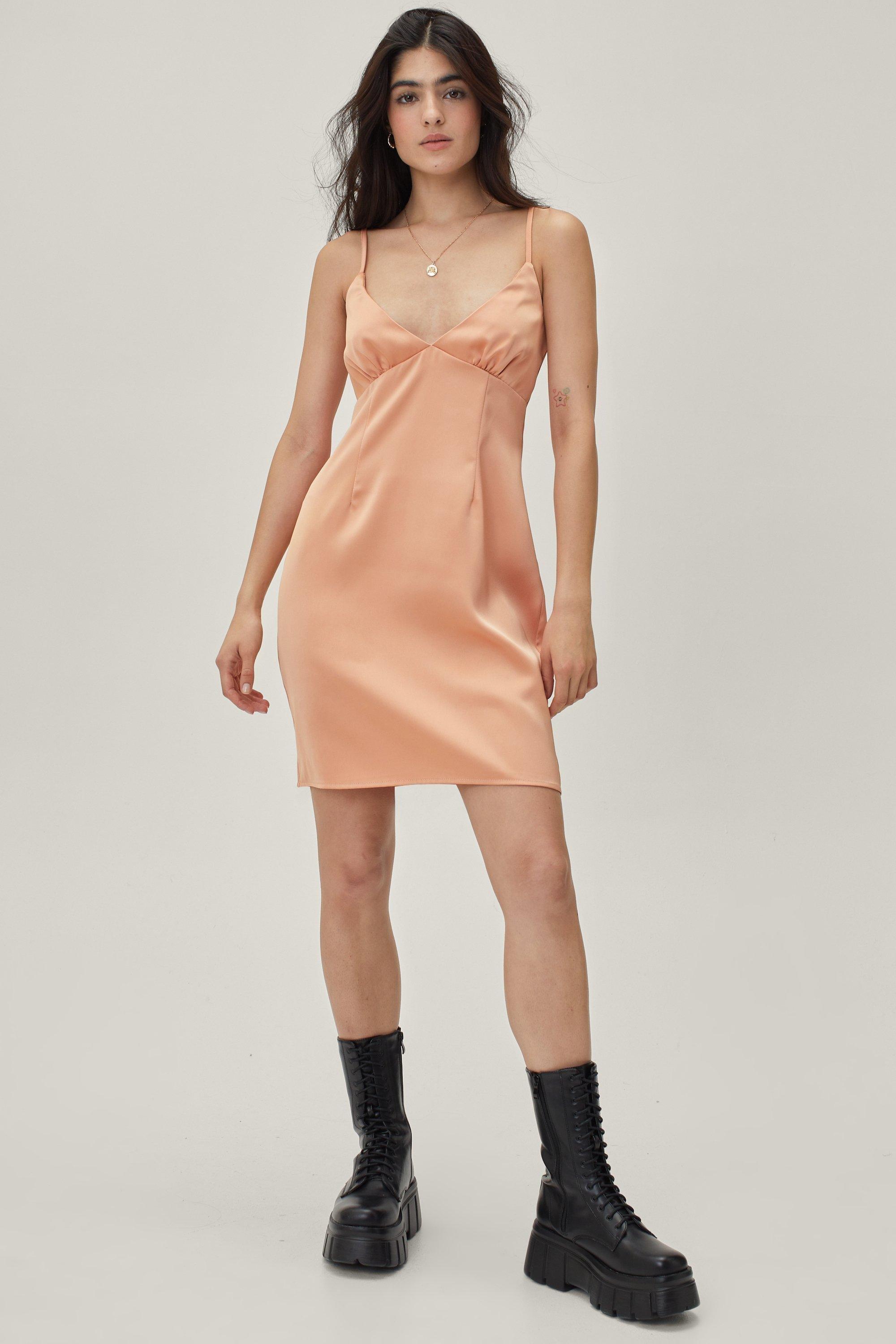 Bronze satin 2024 slip dress