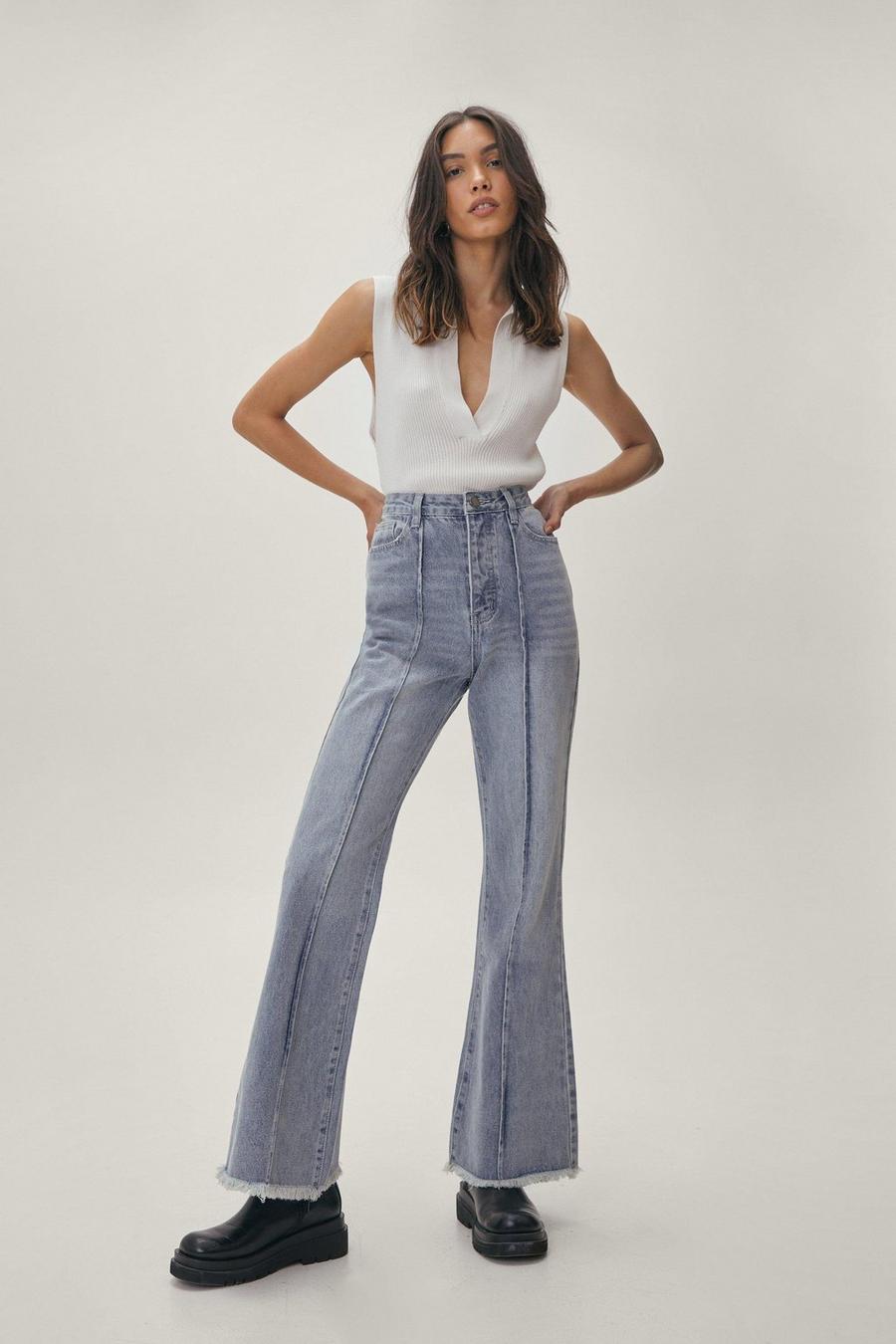 Light blue Denim Seam Detail Fit And Flare Jeans