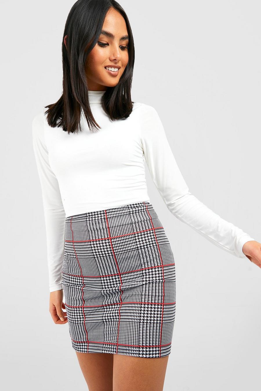Black Houndstooth Flannel Mini Skirt image number 1