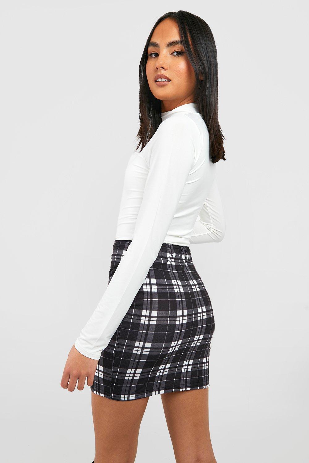 Black and white 2025 checkered skirt boohoo