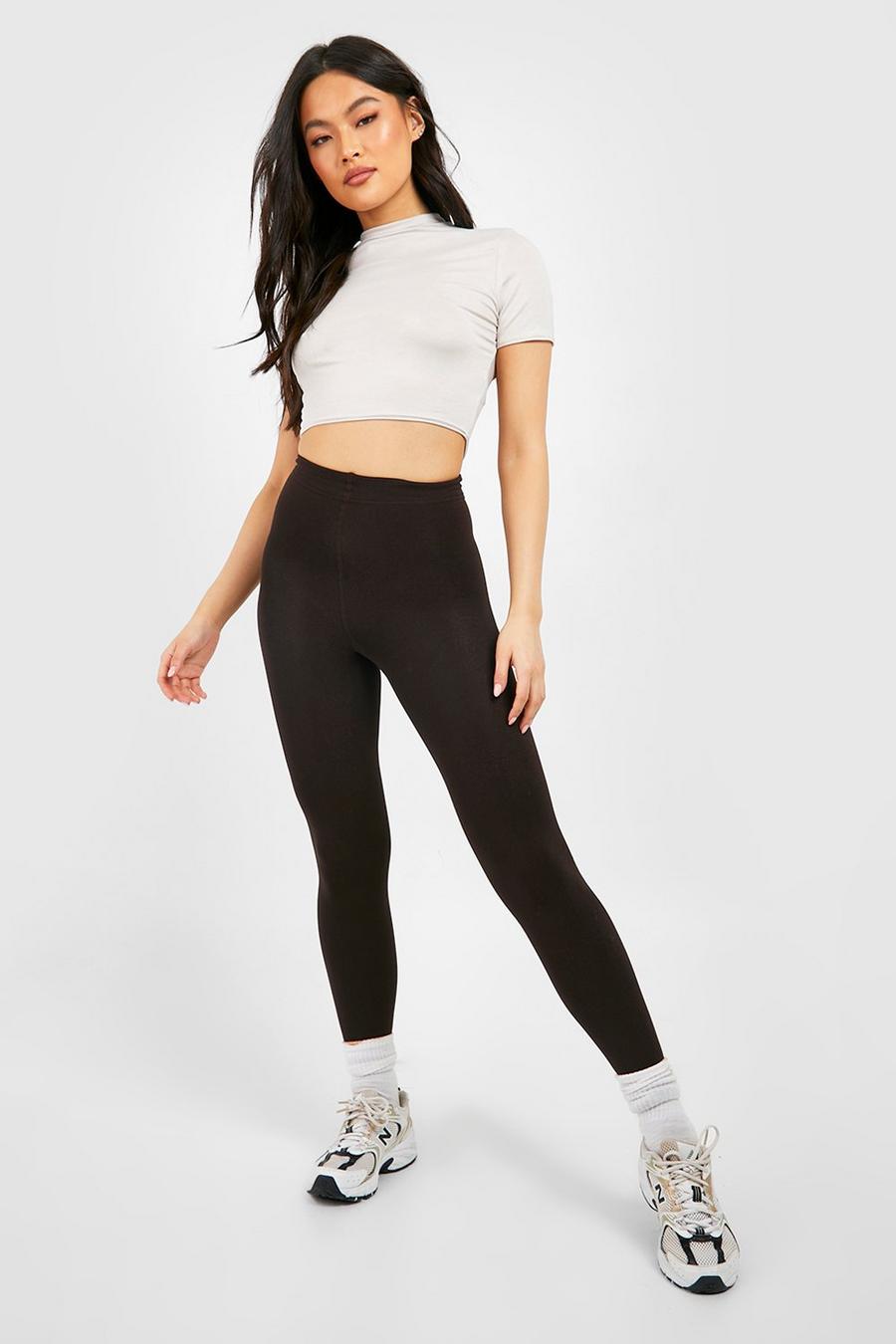 Brown High Waisted Fleece Lined Leggings image number 1