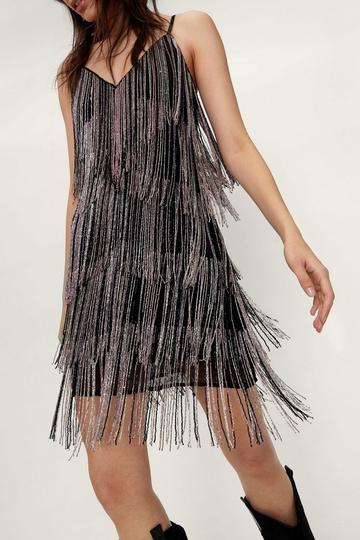 Ombre Diamante Fringe Bodycon Mini Dress lilac