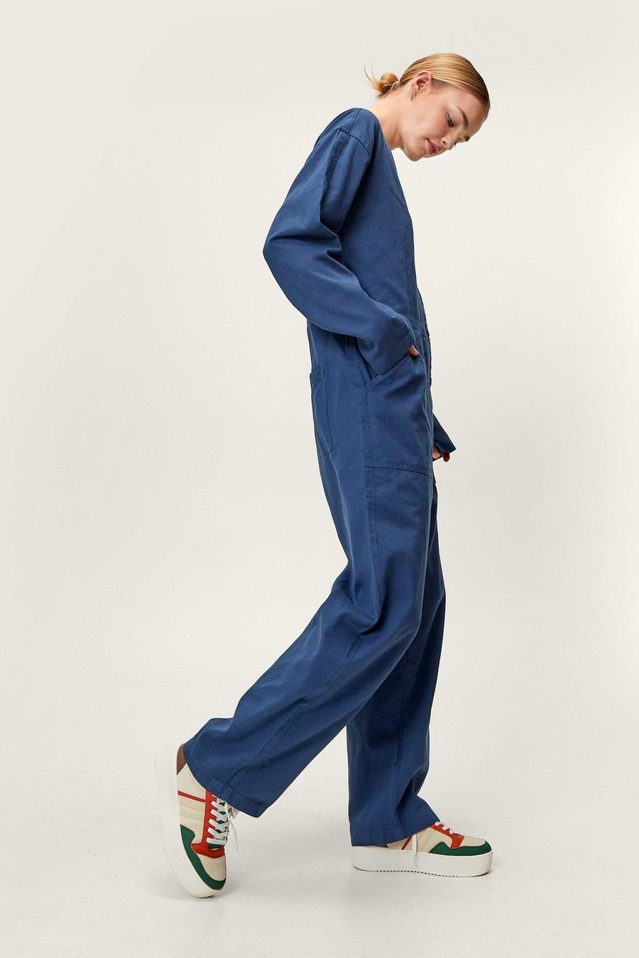 Indigo blue Button Down Relaxed Boilersuit