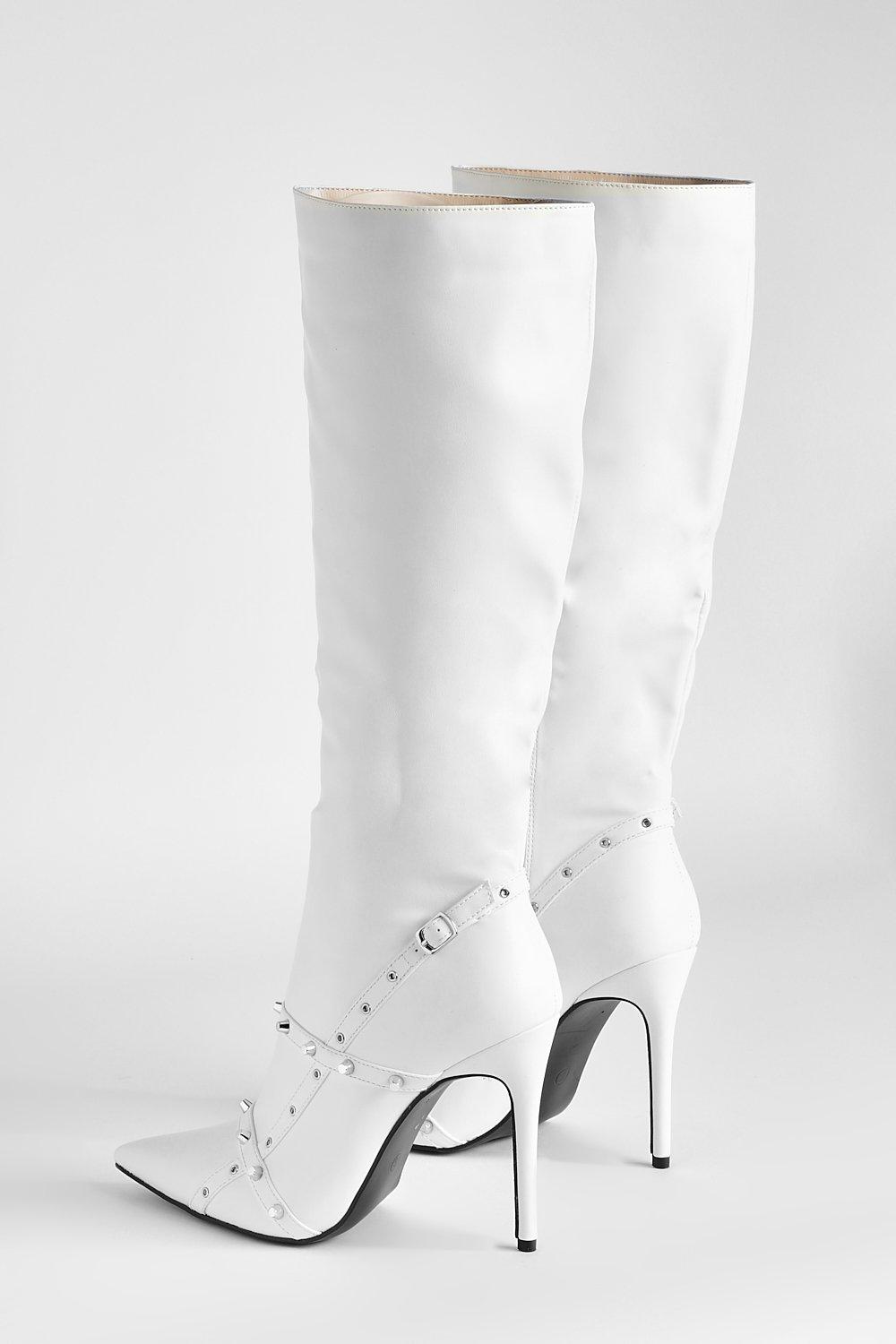 White knee hot sale boots uk