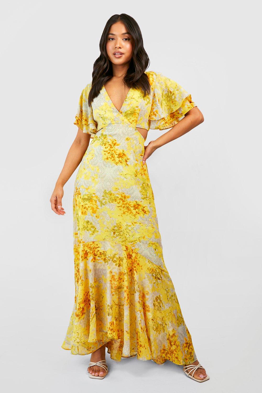 Yellow store dress boohoo