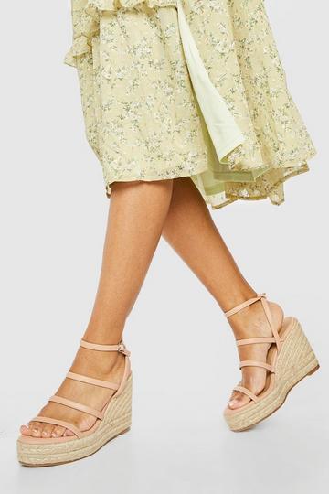 Triple Strap Detail Wedges nude