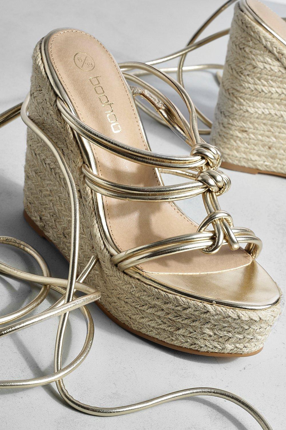 Boohoo hot sale gold wedges