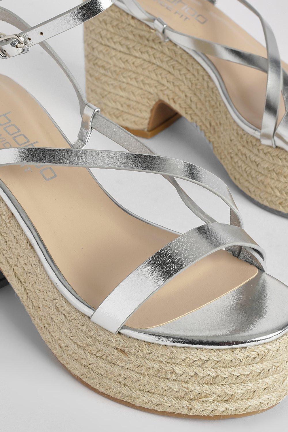 Silver espadrille wedges online