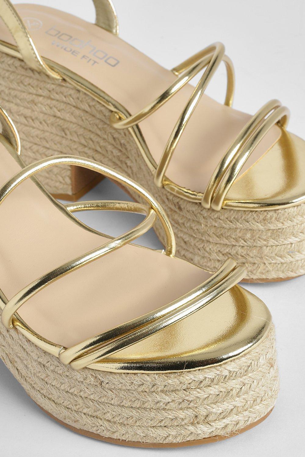 Gold wedges hot sale boohoo