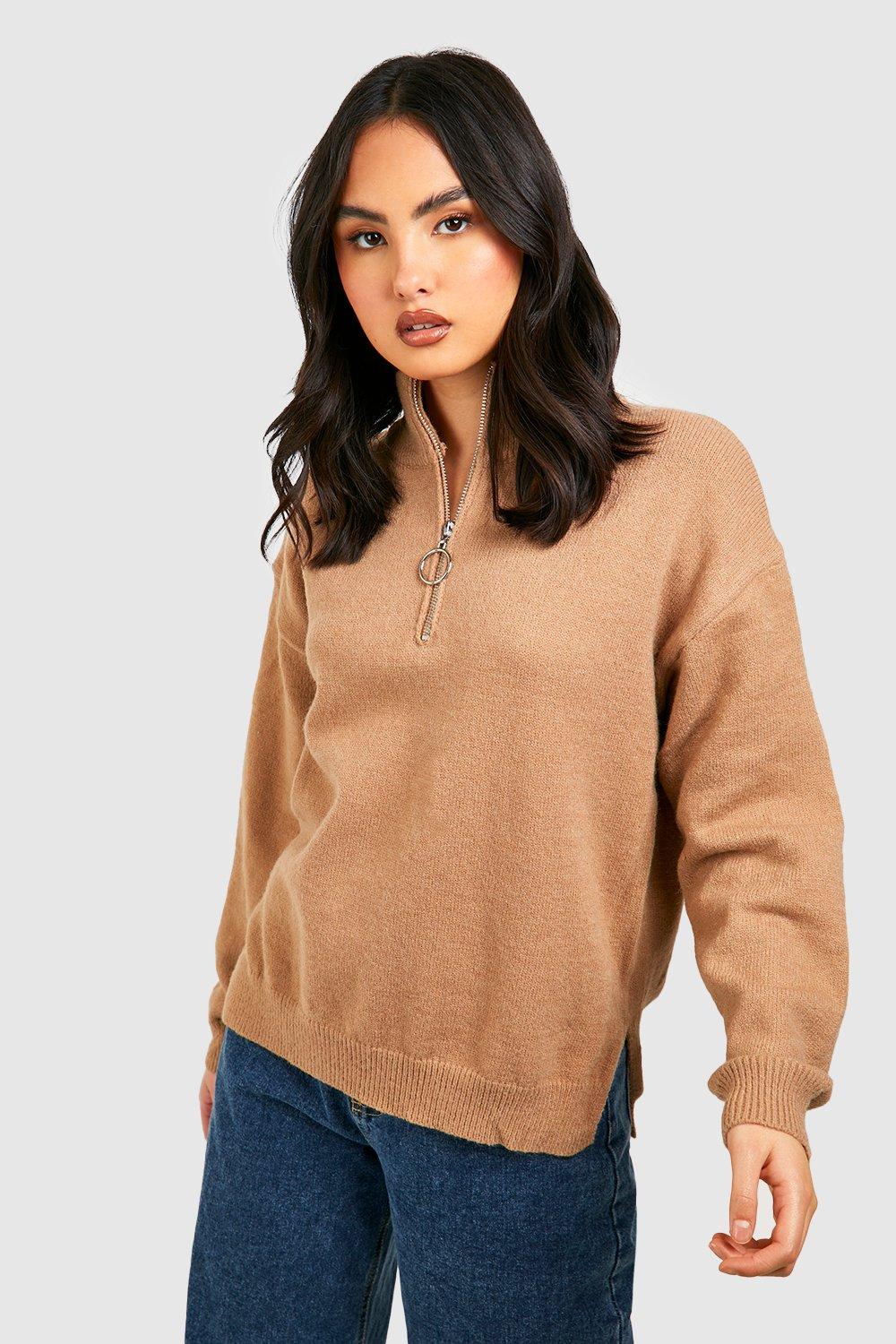 Camel half zip online jumper