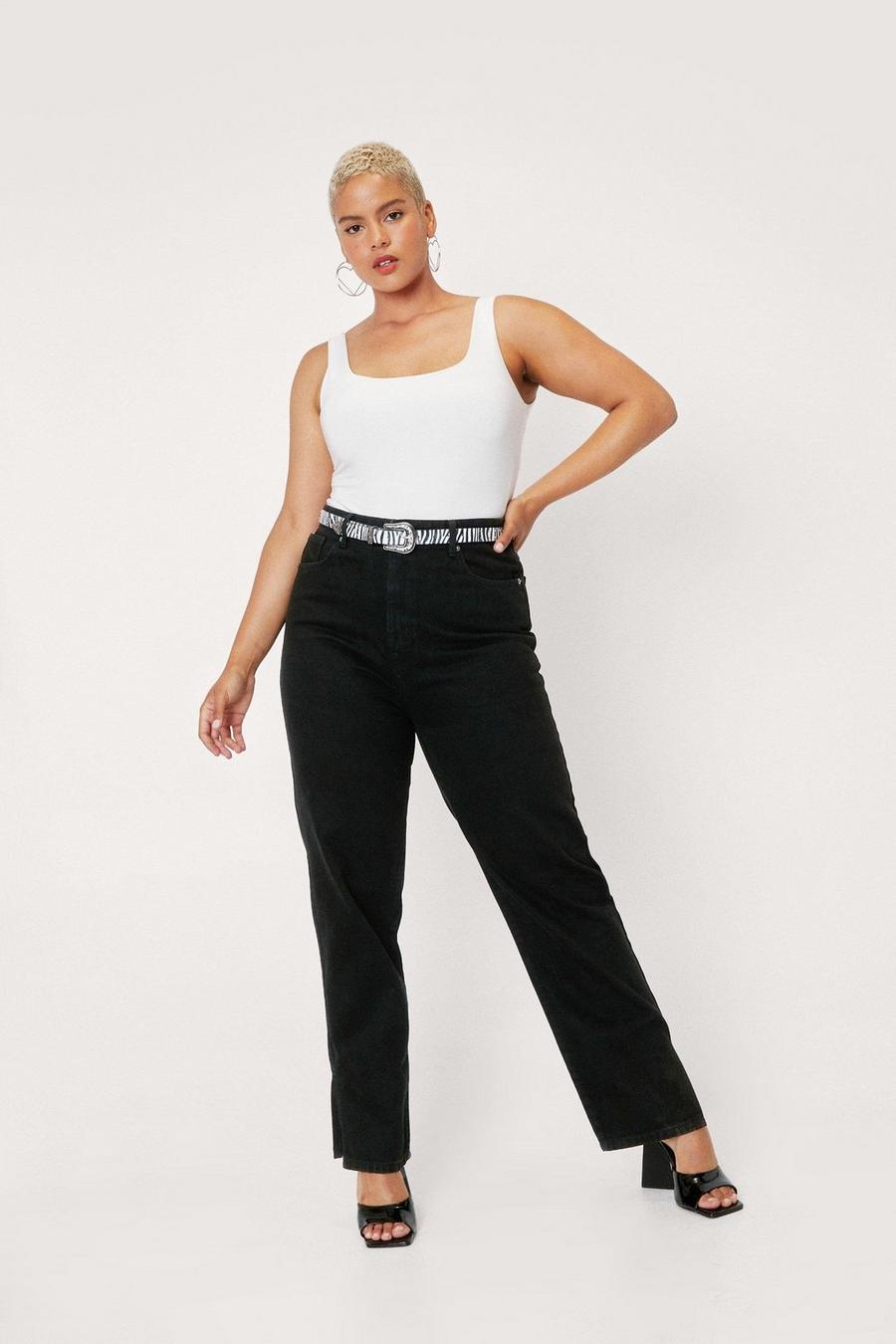 Black Plus Size Organic Denim Split Hem Jean