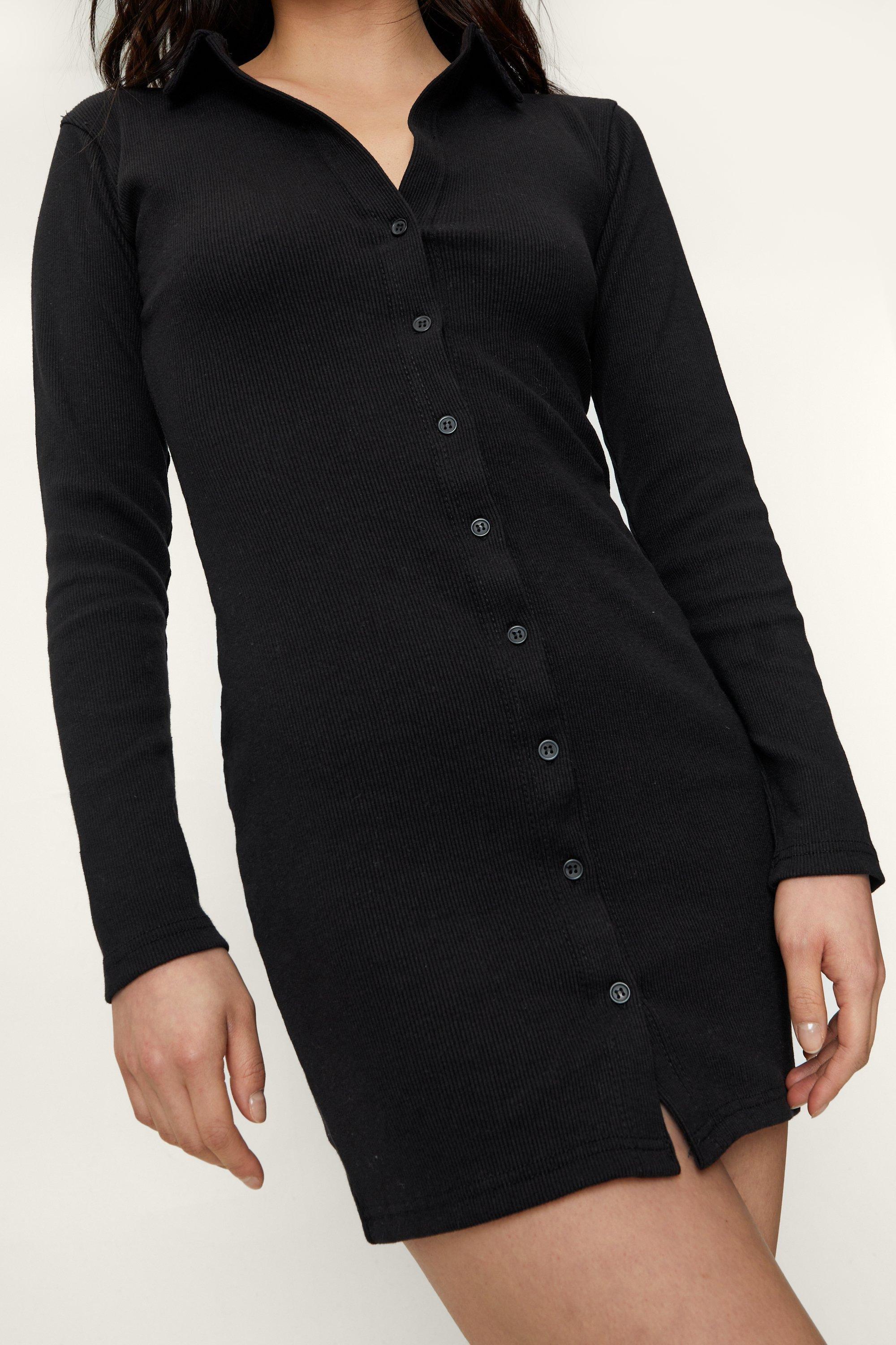 Black button down dress with sleeves online