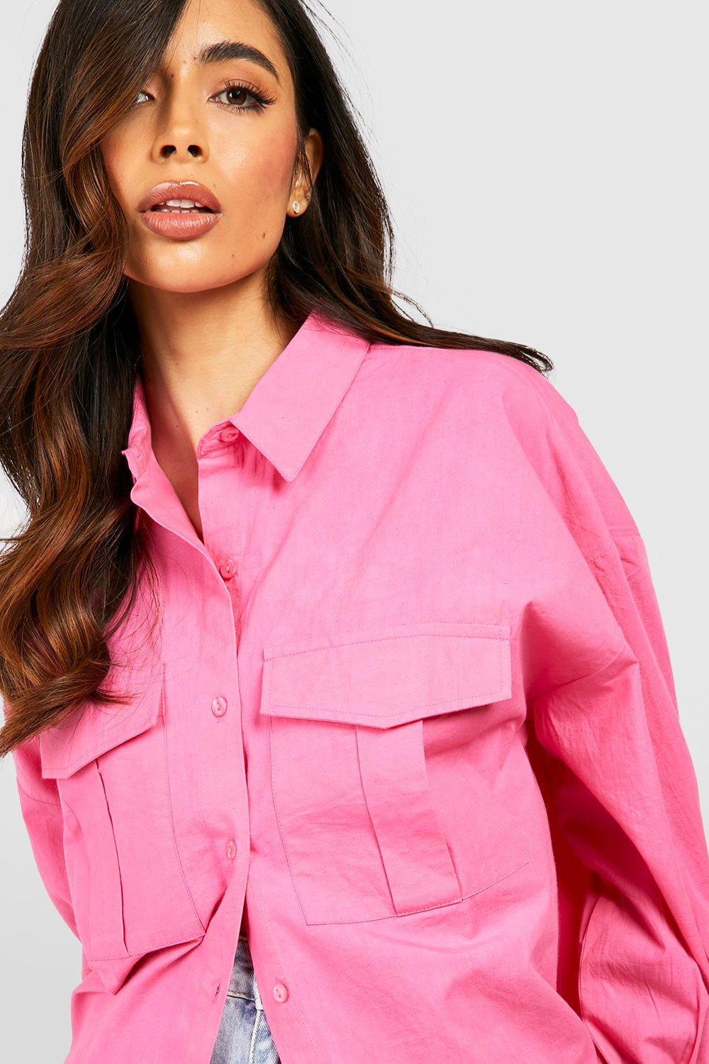 pink poplin oversized shirt