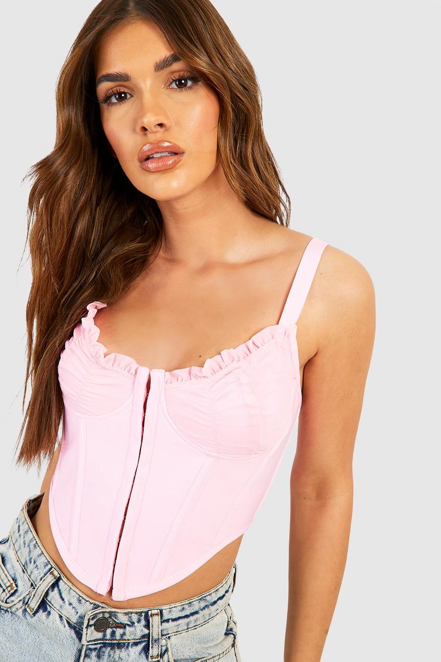 Baby pink Ruched Cup Bandage Corset Top