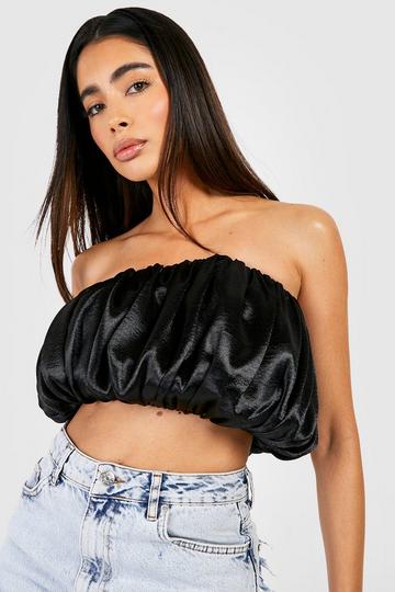 Puffball Satin Tube Top black