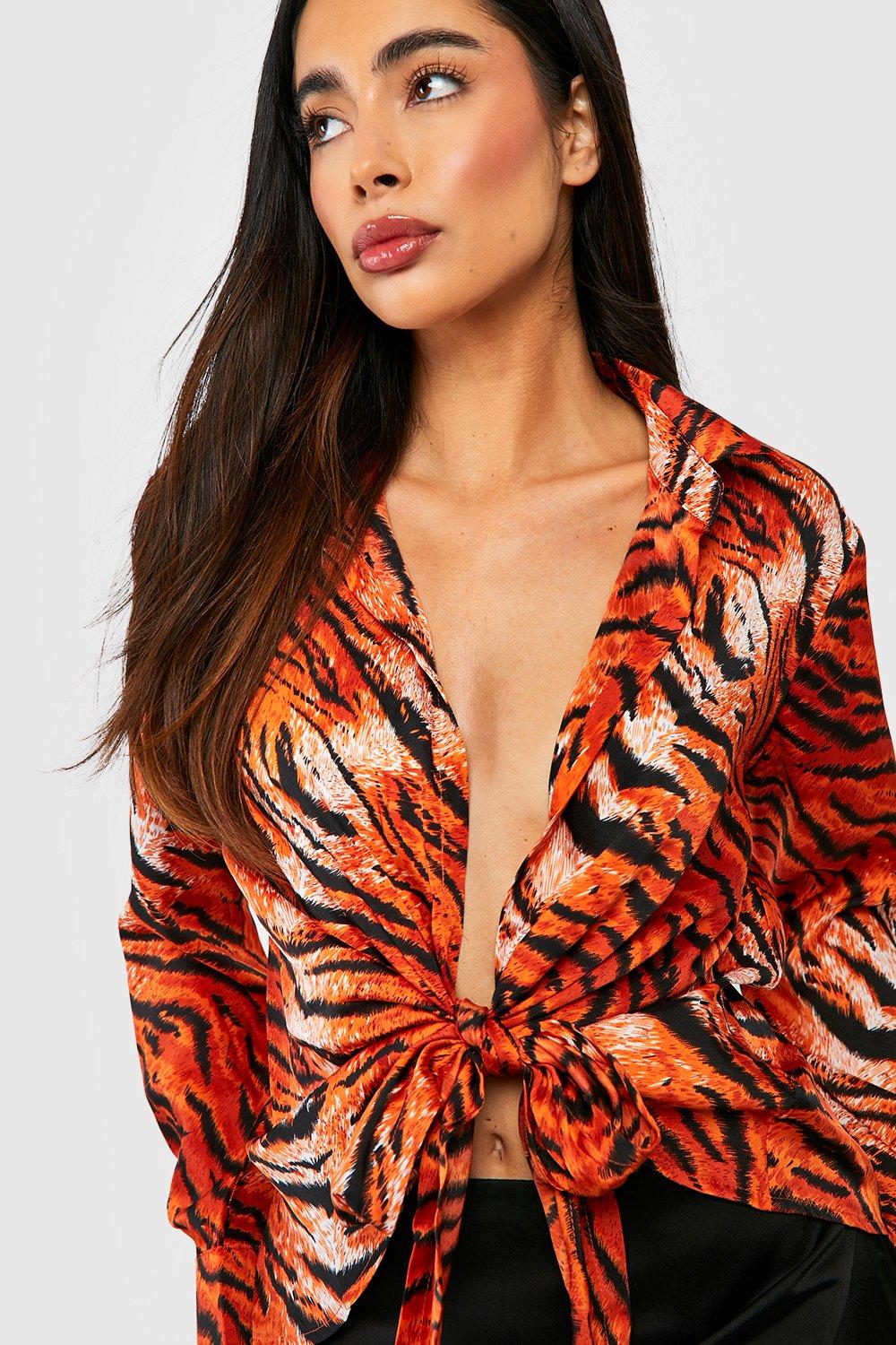 Tiger print hot sale blouse