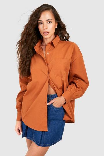 Oversized Katoenen Poplin Blouse chocolate