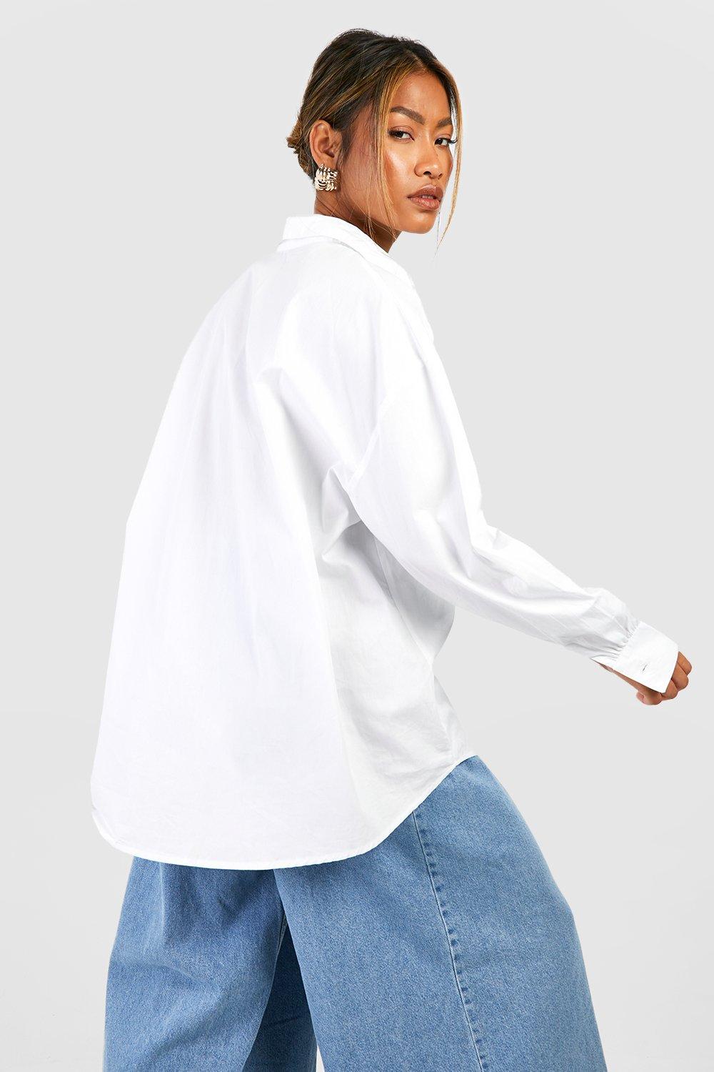 Oversized Cotton Poplin Shirt | boohoo USA