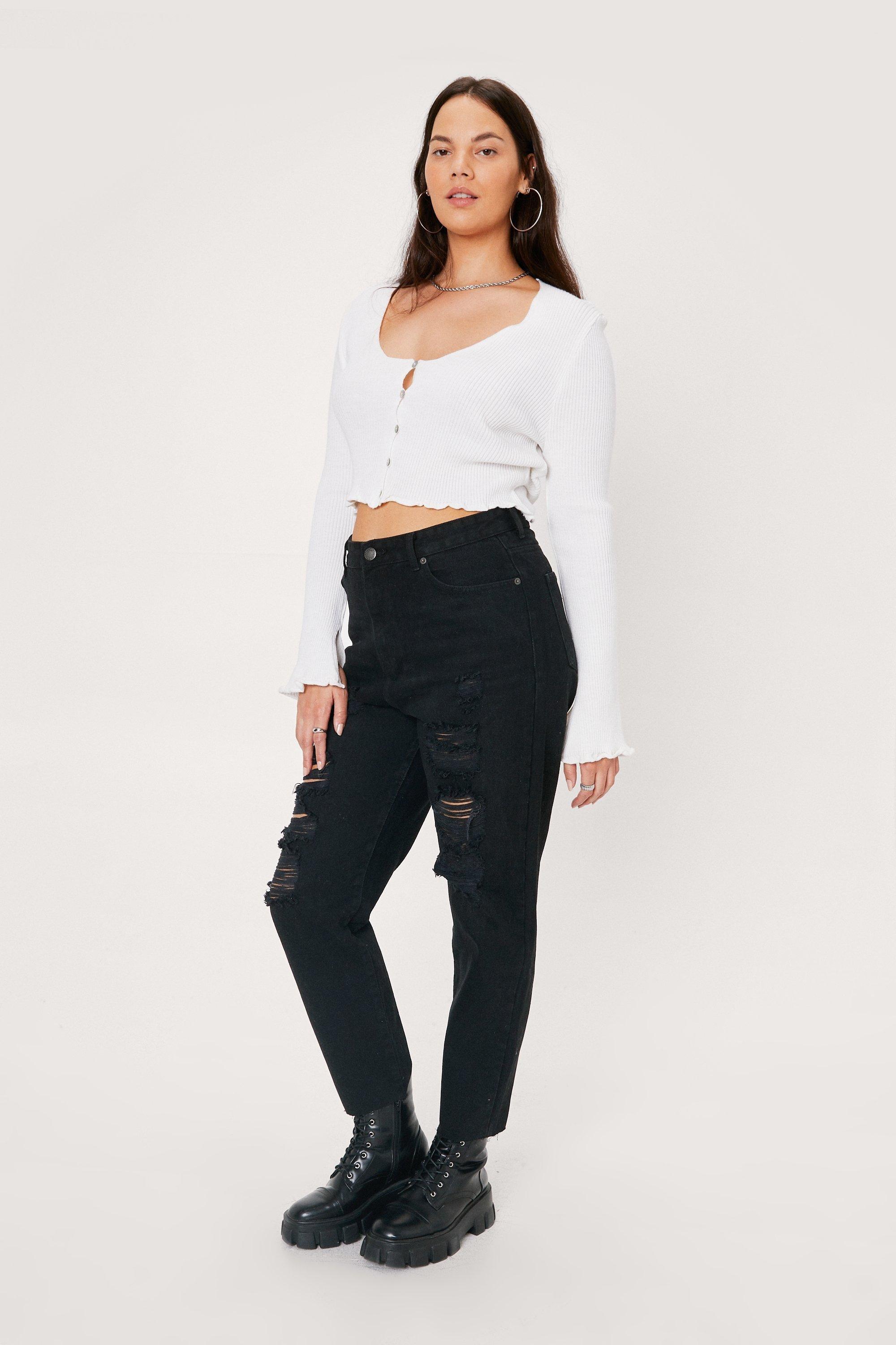 Plus size raw store denim